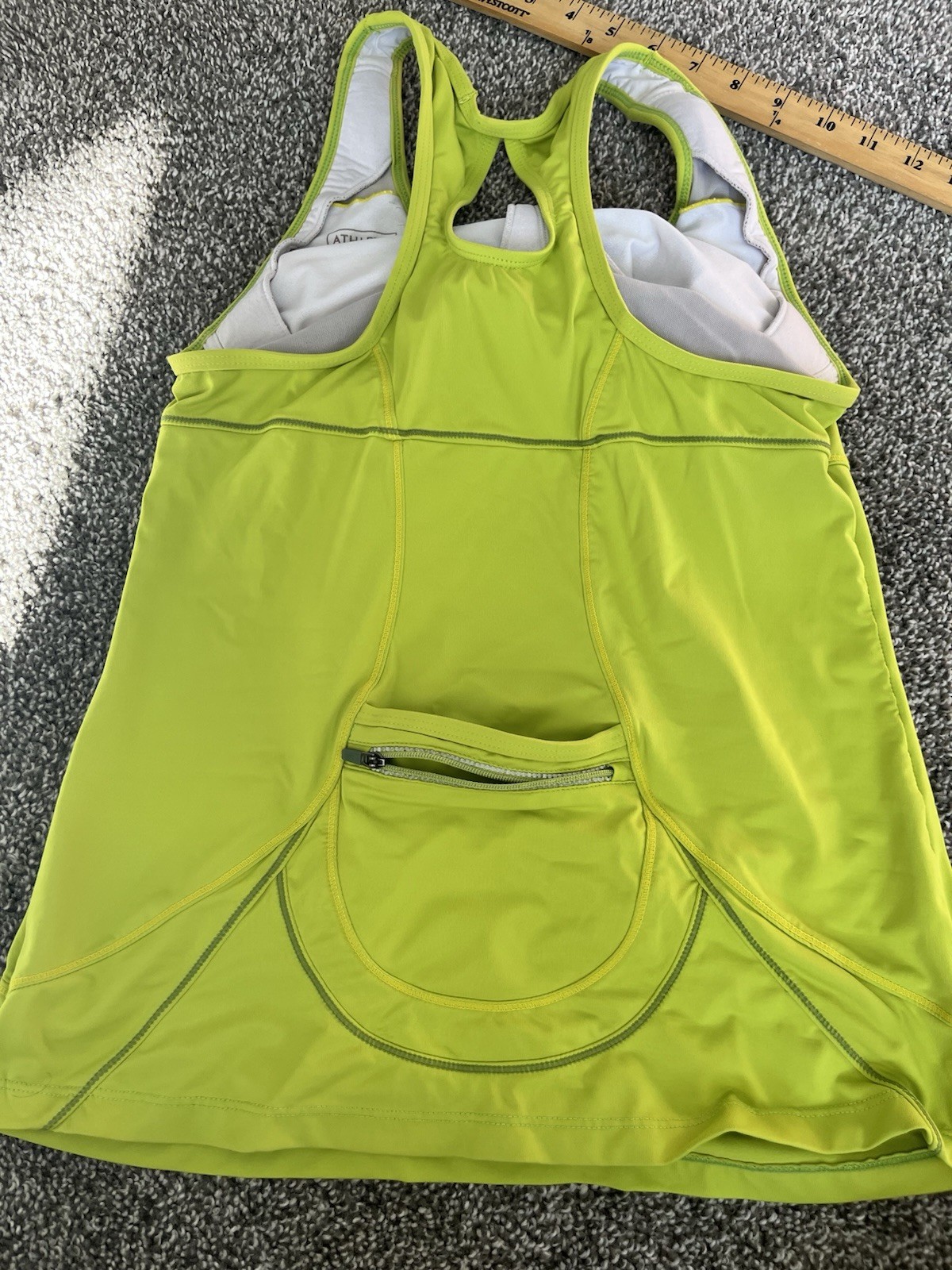 Athleta Racerback Tank Top Medium Chartreuse Built In Bra. A2