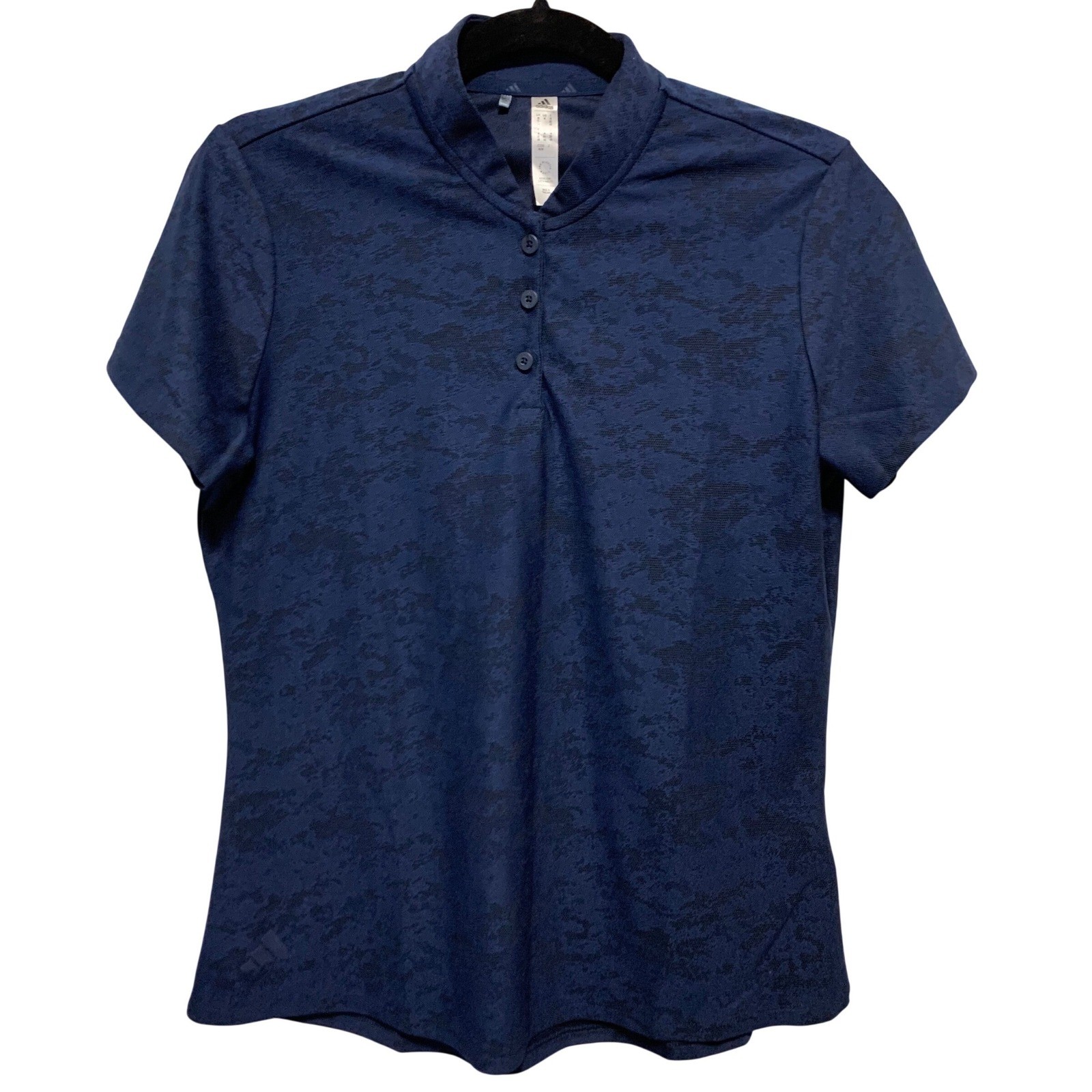 Adidas Womens Short Sleeve Polo Shirt Dark Blue Camo Print Size M