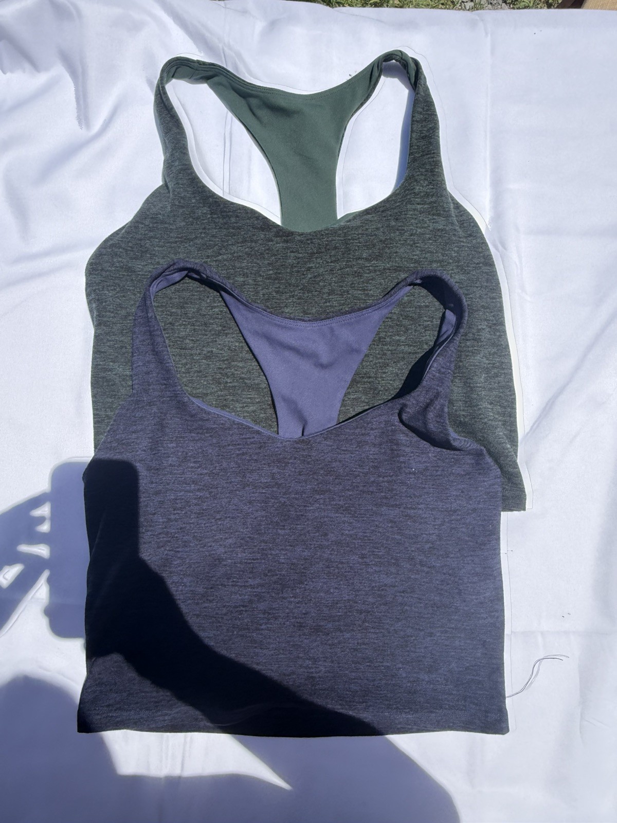 Fabletics 2 piece Anywhere Built-In Bra tank L Athletic Sleeveless Racerback