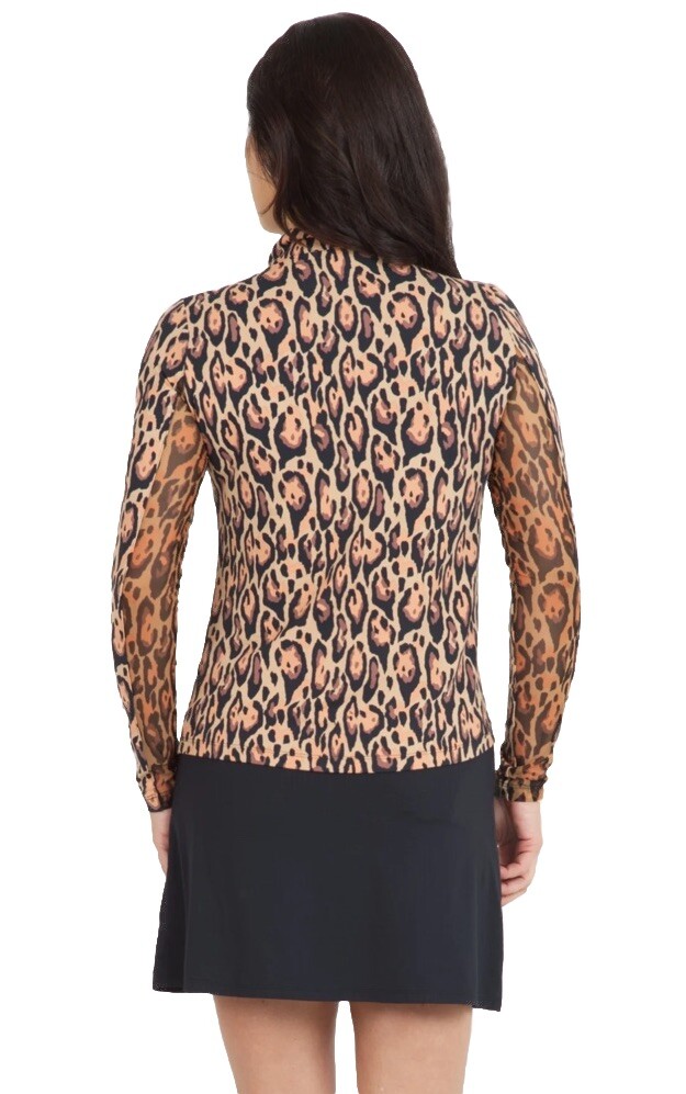 NWT IBKUL Golf Tennis 1/4 Zip Pullover Shirt XS S M L XL Leopard Longsleeve N4