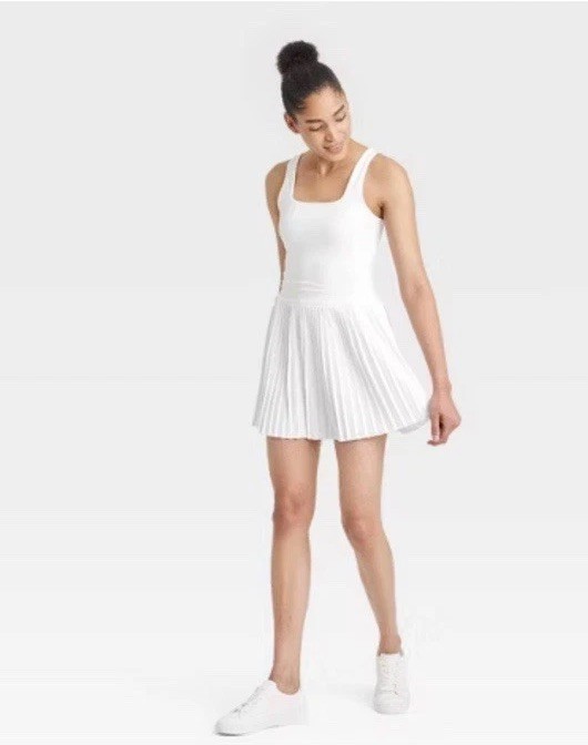 All In Motion Women’s Tennis Active Athletic Dress W/ Built in Shorts White Sz M