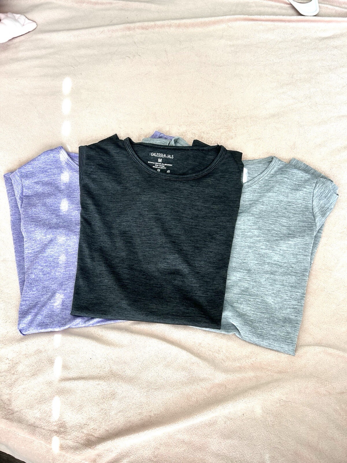 Real Essentials (M) Purple, Black, Grey Athletic Shirts | 3 Pack