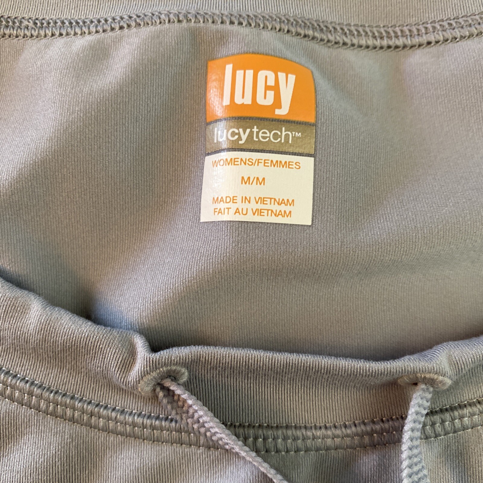 Lucy Tech Pullover Gray Stretch top Medium Draw string neckline Activewear