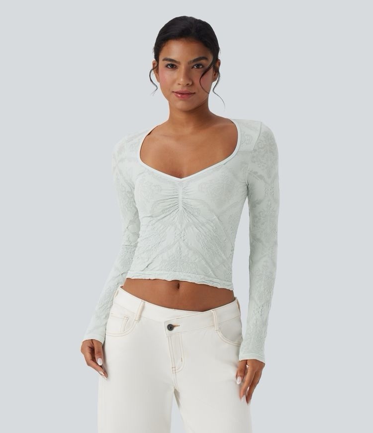 HALARA OneForm Seamless Flow Jacquard Sweetheart Neck Casual Sports Top XL NWT