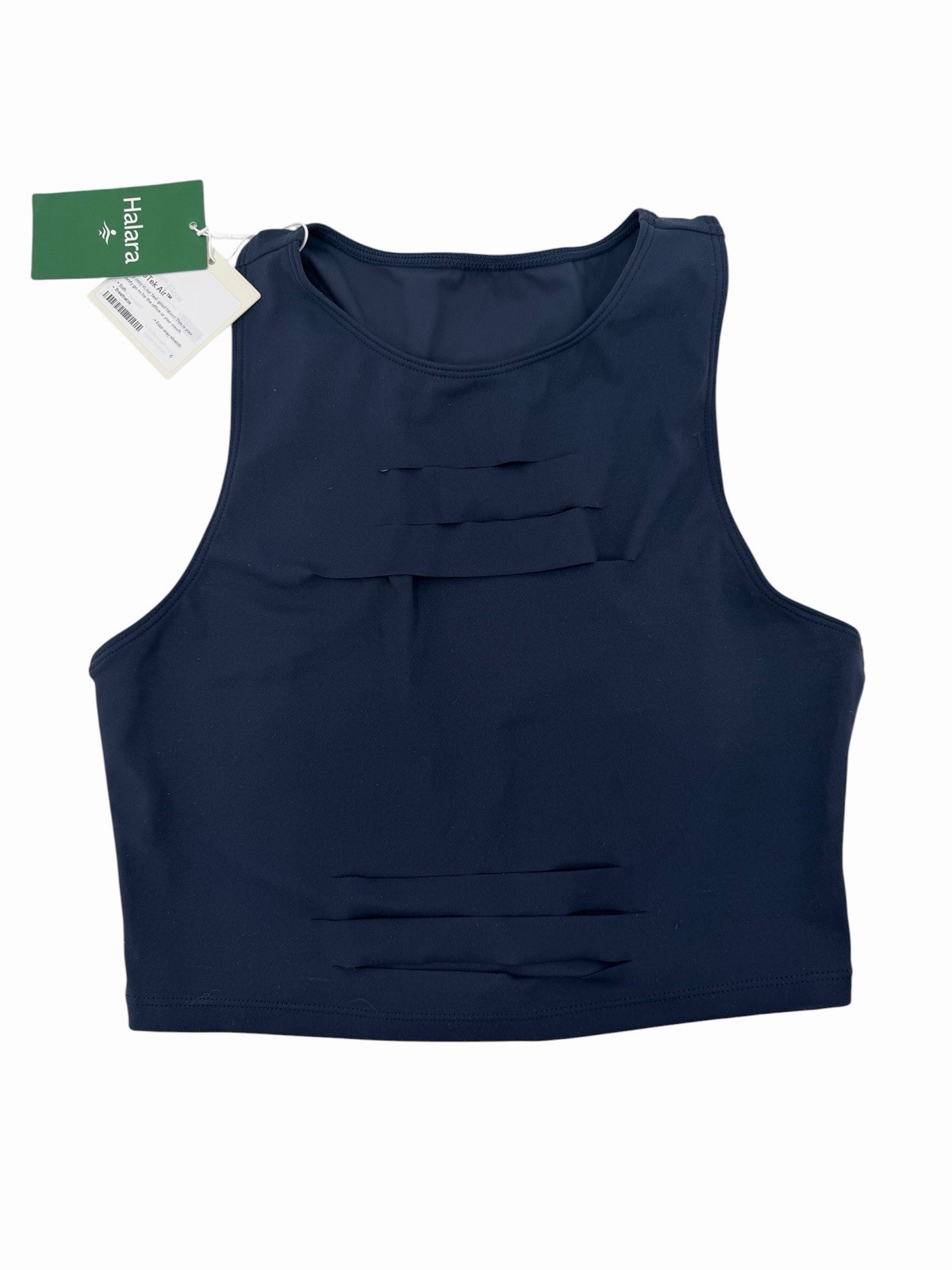 HALARA Women’s Halotek DayStretch Racerback Cut Out Ripped Crop Tank NWT Medium