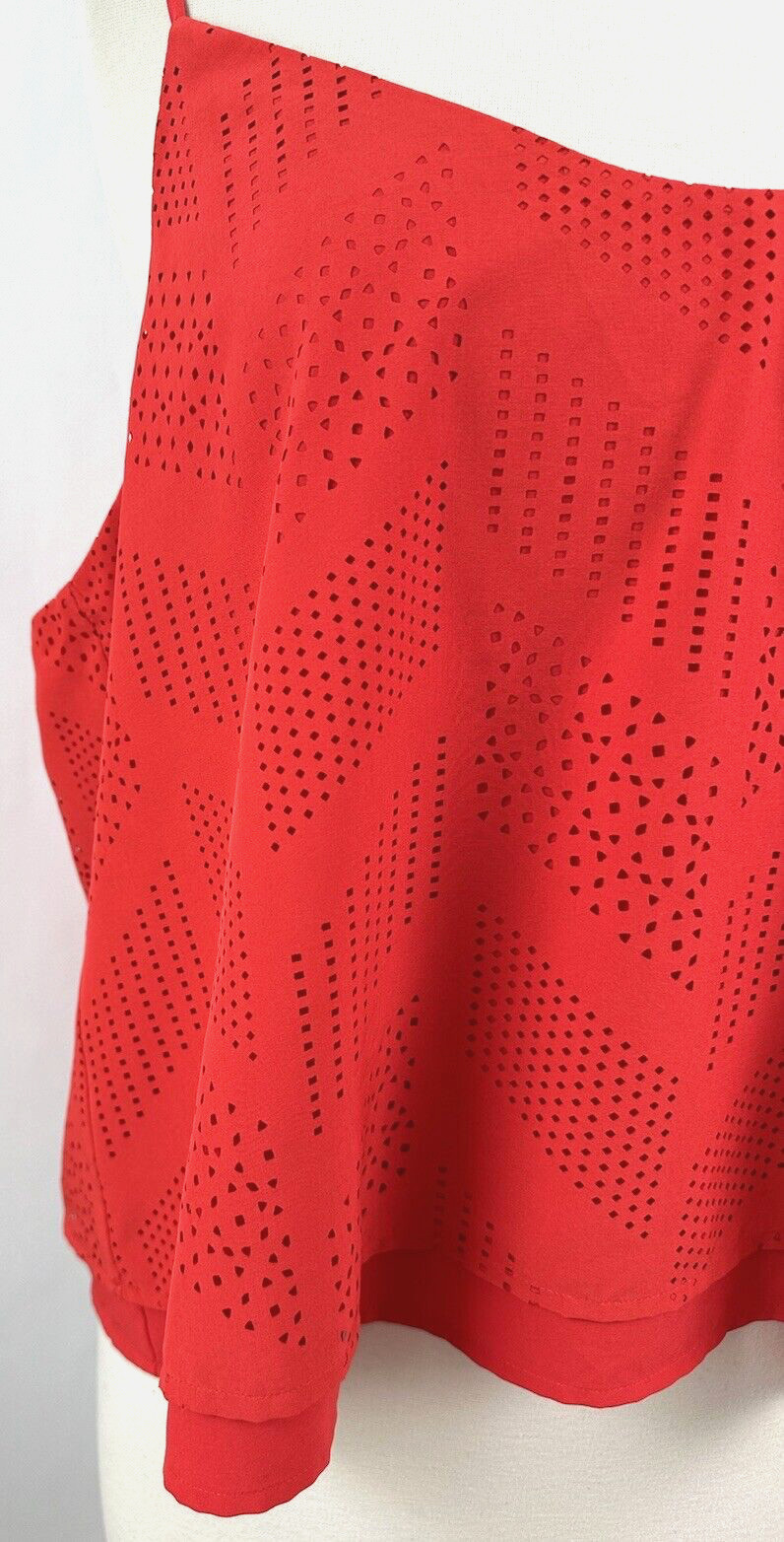 Athleta Perforated Cami XL Saffron Red Orange Athletic Tank Adjustable Strap NWT