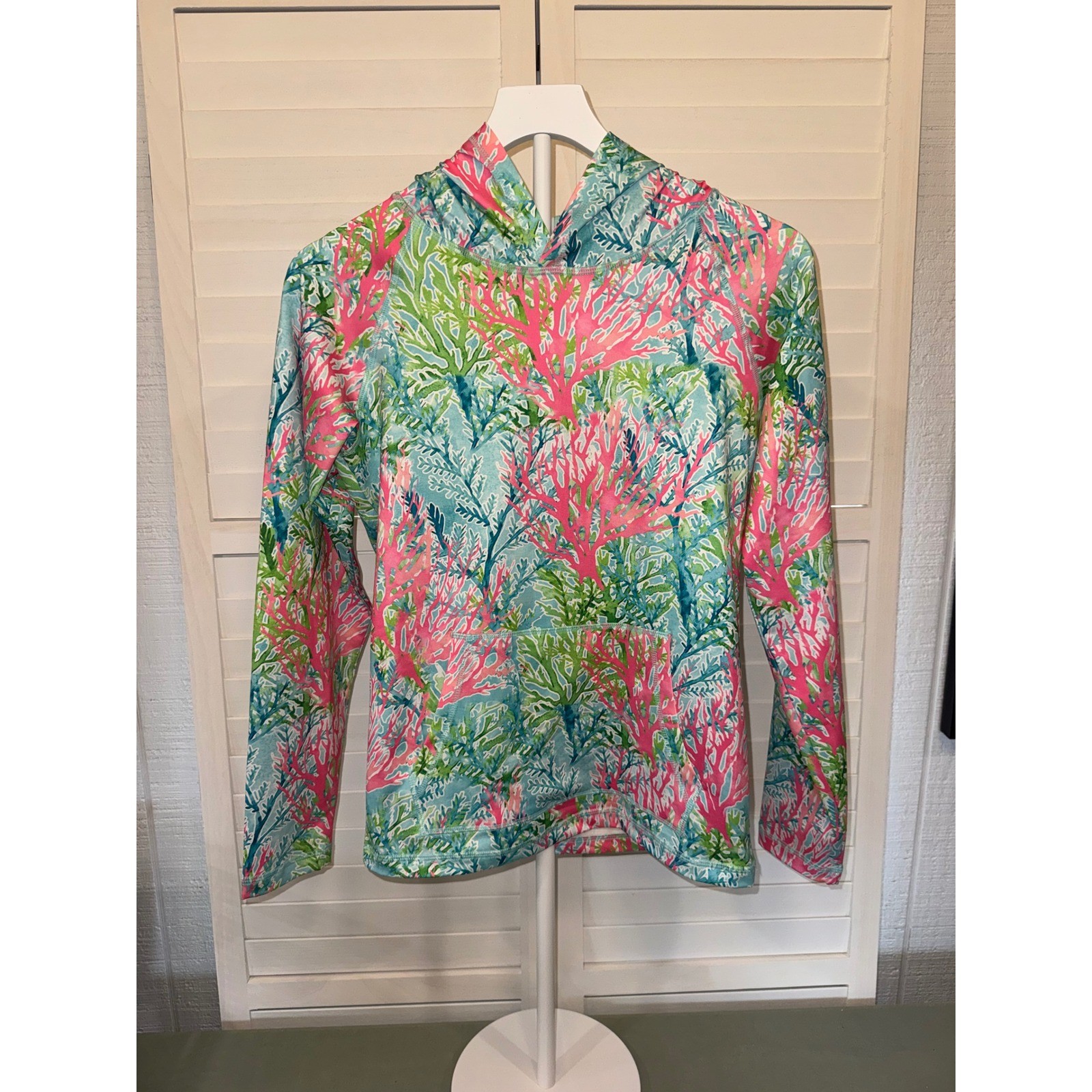 Alvin’s Island Sun Shirt Hoodie Women Multicolor Coral Reef 50 UPF Medium