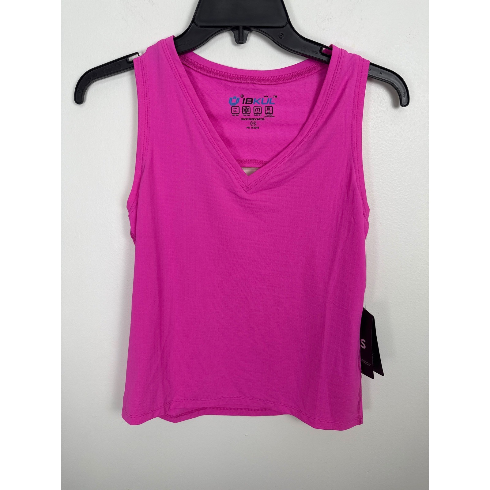 IBKUL Womens Tennis Tank Top Hot Pink Icefil Cooling UPF 50+ V-Neck XS 15000