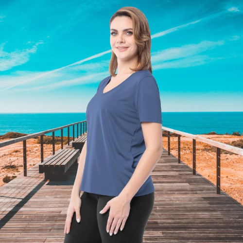 Athletic Works Women’s size XS 0-2 Active Texture Knit V-Neck Tee London Blue