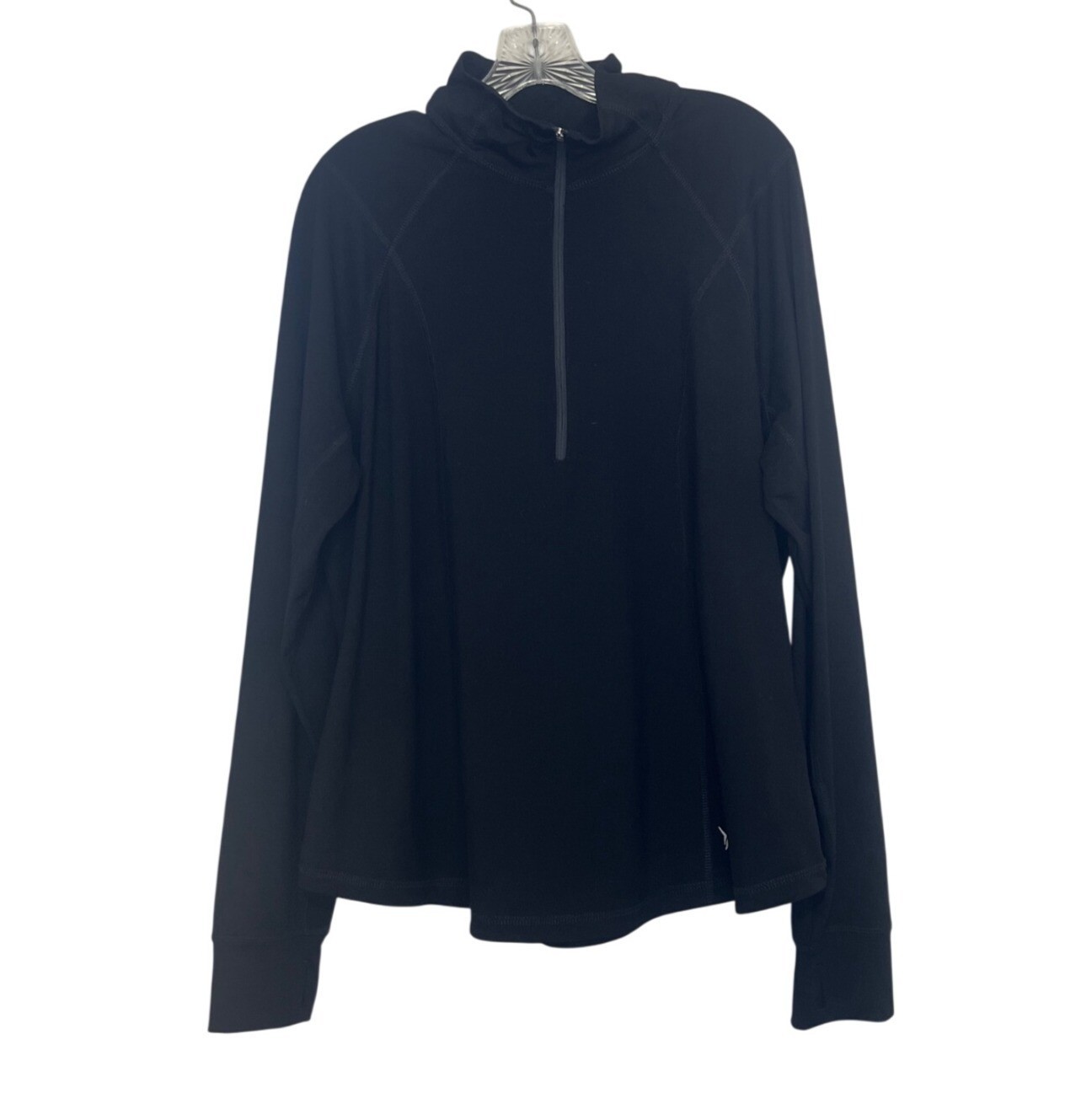 Old Navy Active Long Sleeve Half Zip Pullover Shirt XXL Black Semi-Fitted Gym Wo