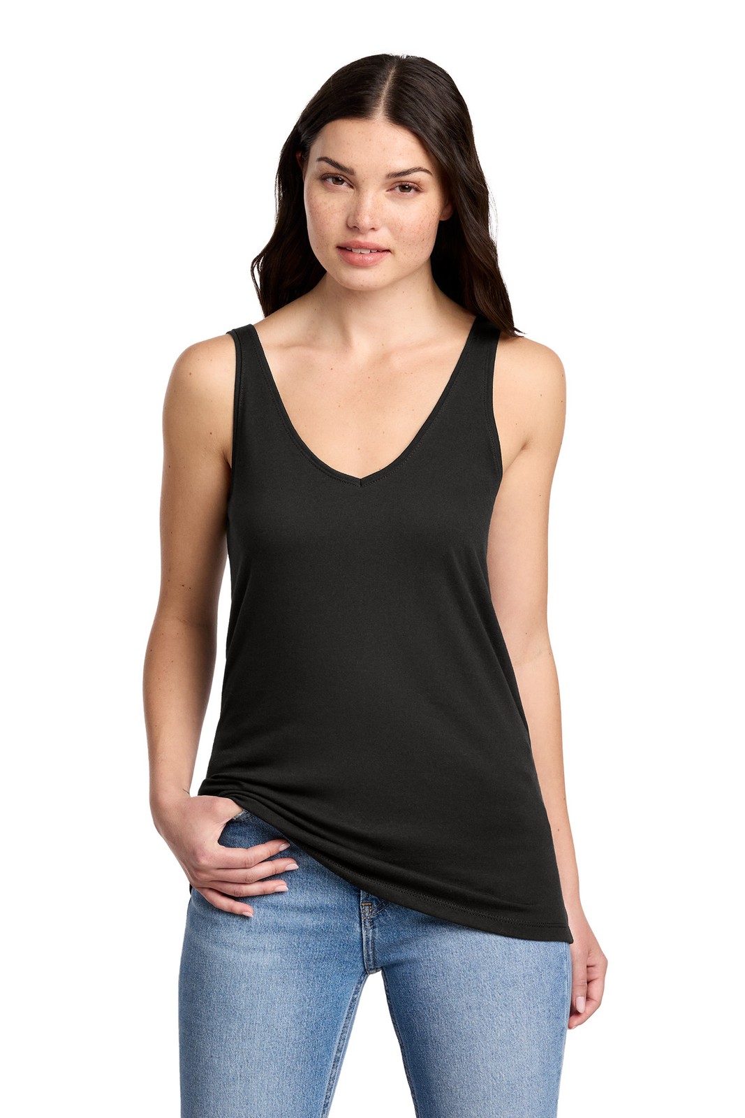 District Women’s Perfect Blend CVC V-Neck Tank DT154