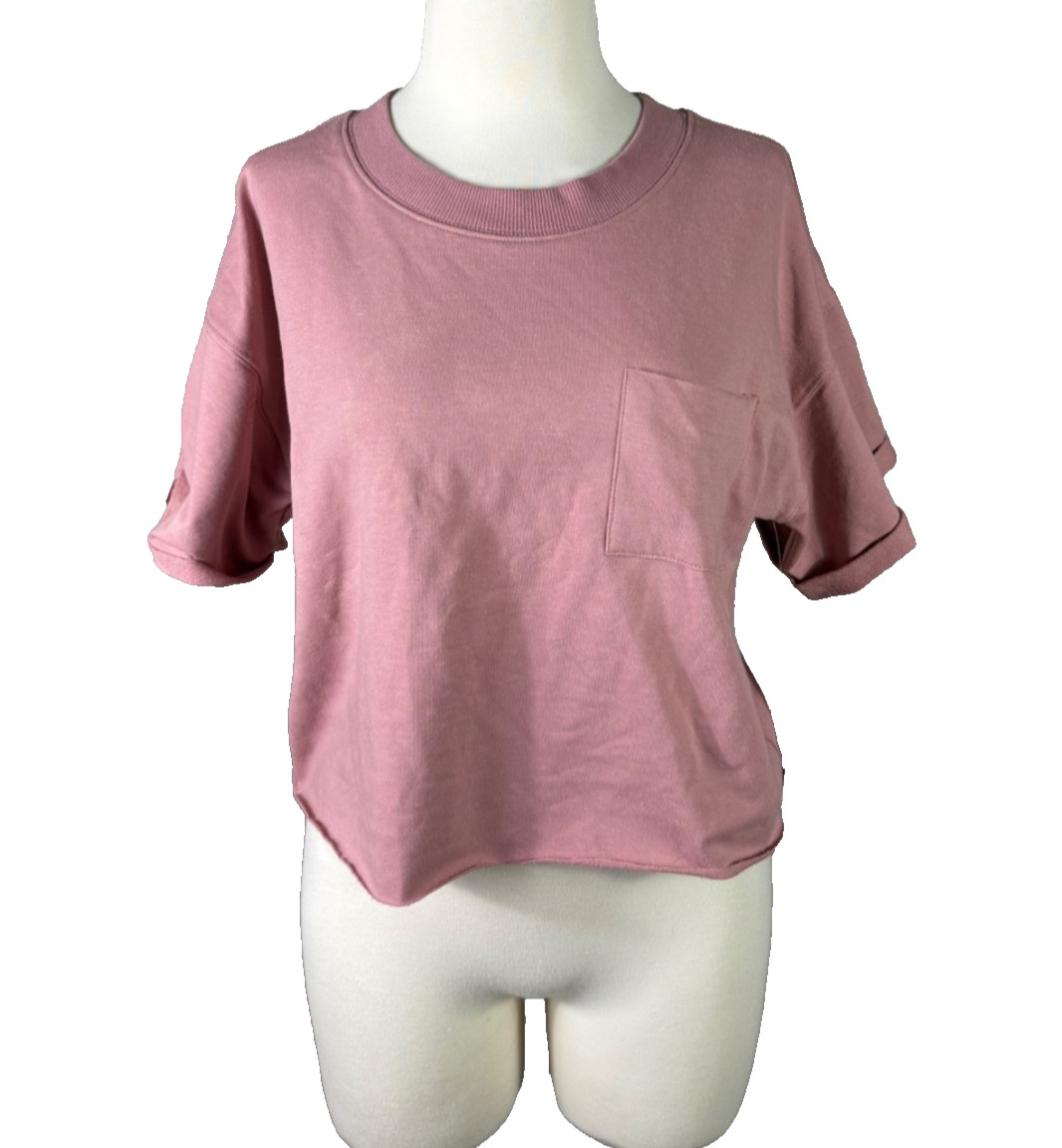 Harmony Balance Mauve Pink Yoga Crew Neck Cutoff Crop Top Size Medium NWT