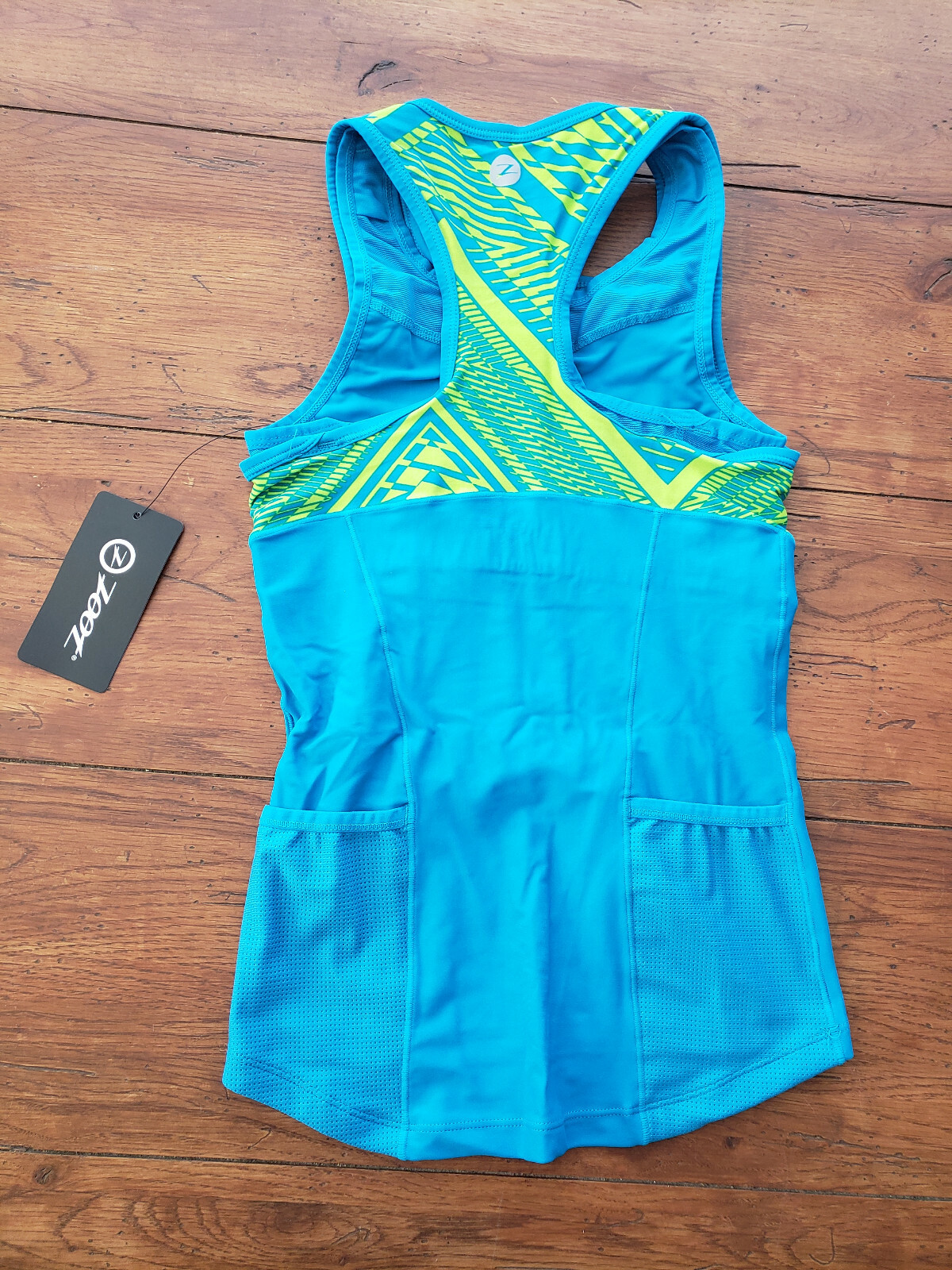 ZOOT Women’s XS Performance Tri Tank Top Blue Green Tribal Shirt Singlet