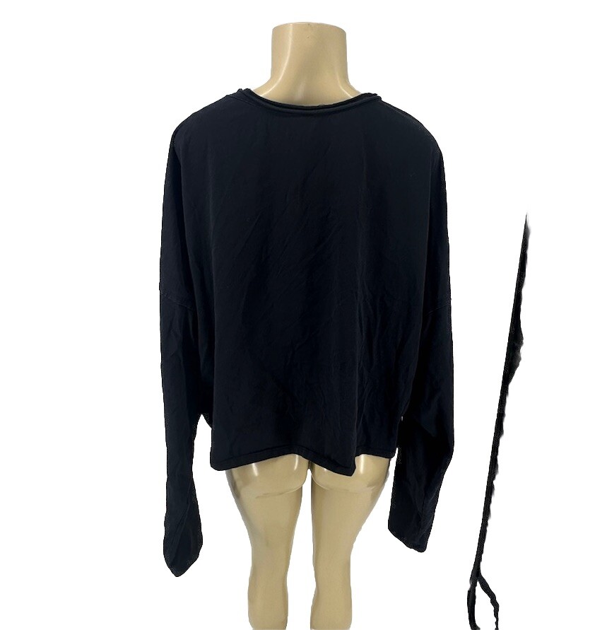 Fabletics Plus Size 4X Women Cropped Long Sleeve Top T-shirt Black 44-18