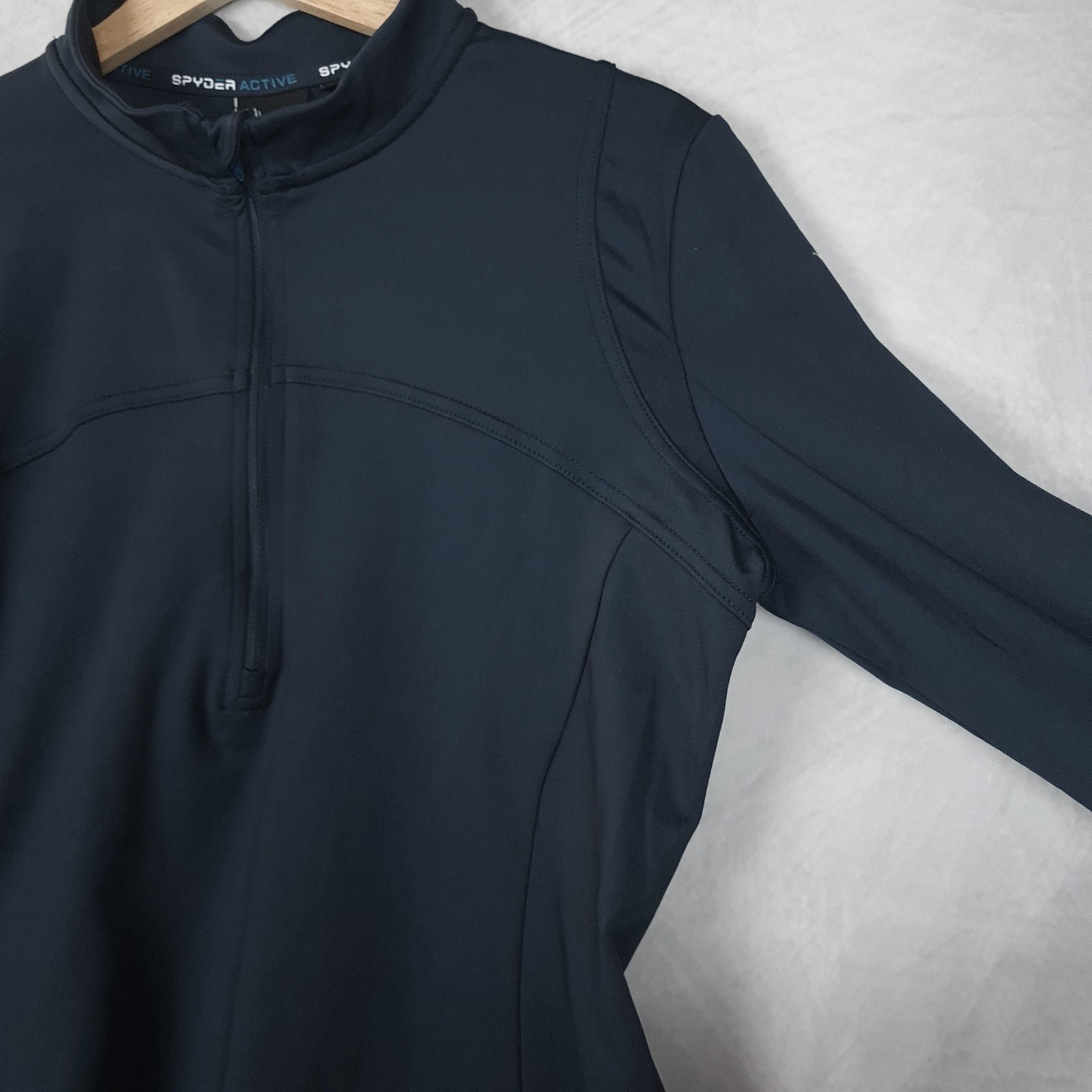 Spyder Active 1/4 Zip Pullover Womens Large Blue Thermal Stretch Running Top