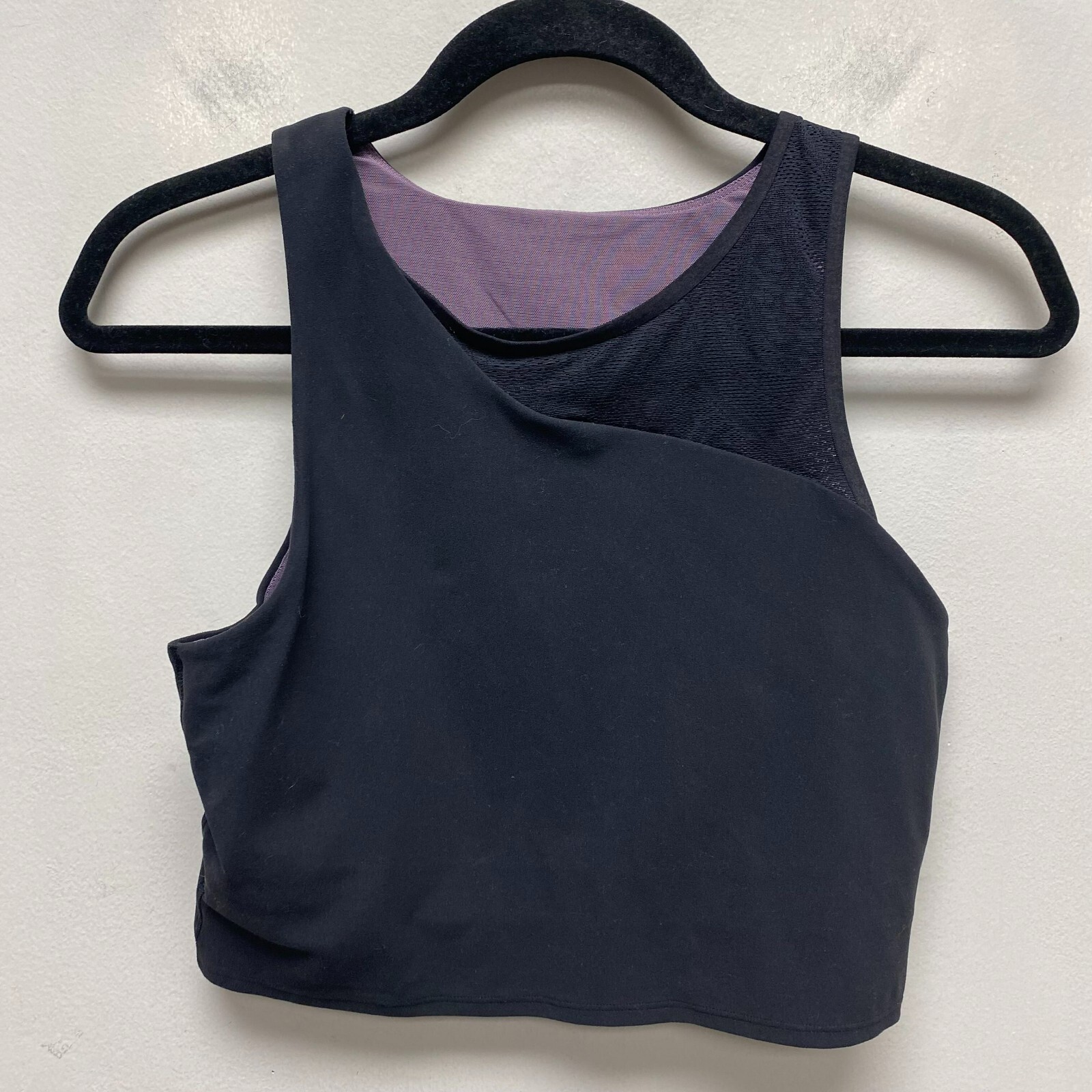 Athleta Womens Black Sleeveless Unpadded Conscious Lace D-DD+ Crop Tank Top M