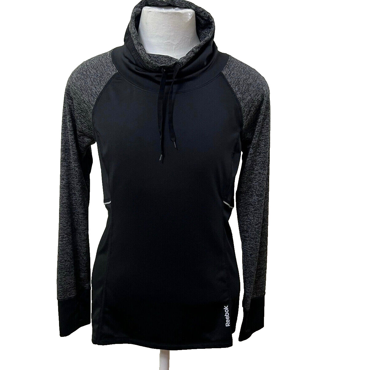 Reebok Mock Neck Women’s Size L Solid Black Long Sleeve Running Sweatshirt