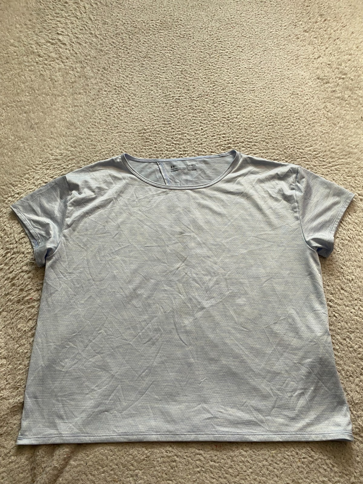 Under Armour HeatGear Women Open Back Short Sleeve Activewear Shirt Blue Size L
