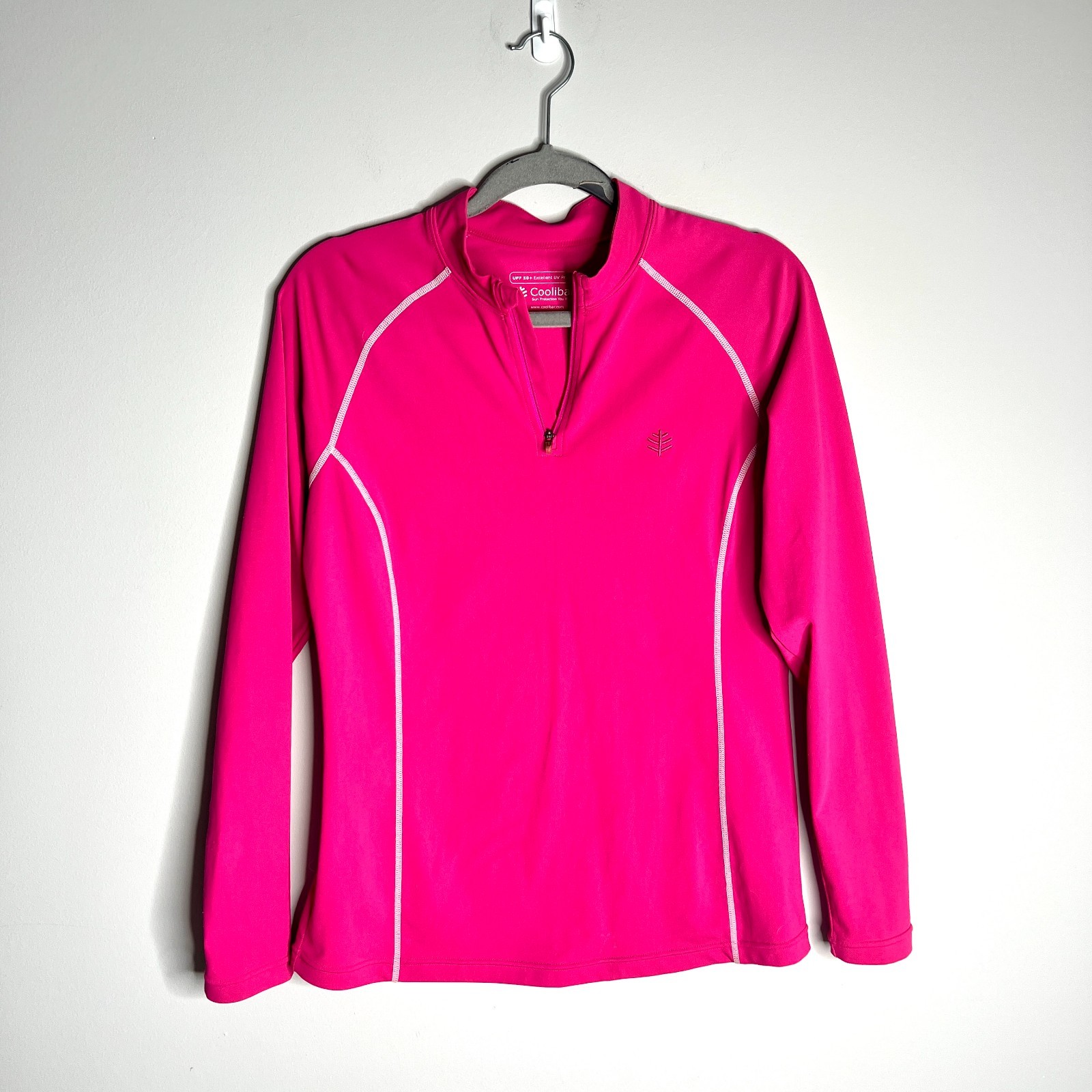 Coolibar Hot Pink Quarter Zip Lightweight Pullover UPF 50+ Outdoor Hiking Sz M