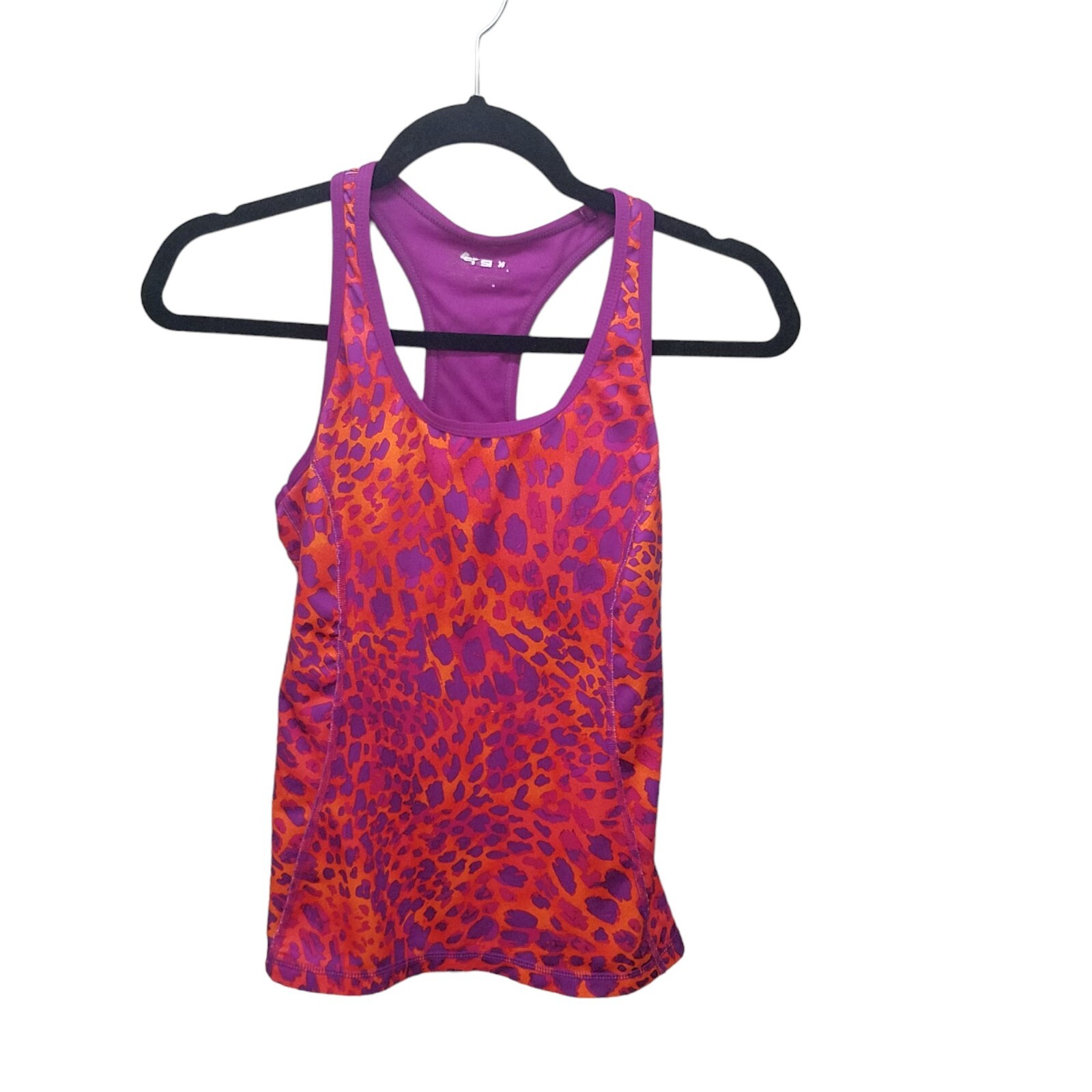 Womens Sz S Purple Orange Geometric Sleeveless Activewear Tank Top