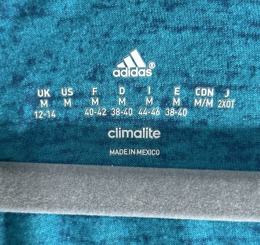 Adidas Climate Womens Medium V Neck Pullover Tee Blue/Green Running #173