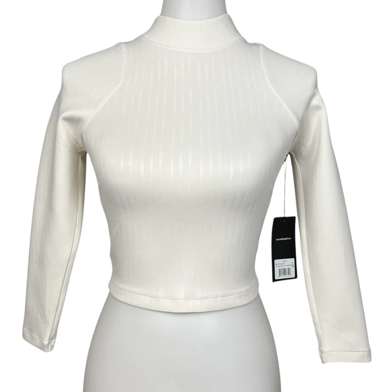Bad Birdie Golf Shirt Womens XS Performance Cropped Mock Neck Pullover Cream New