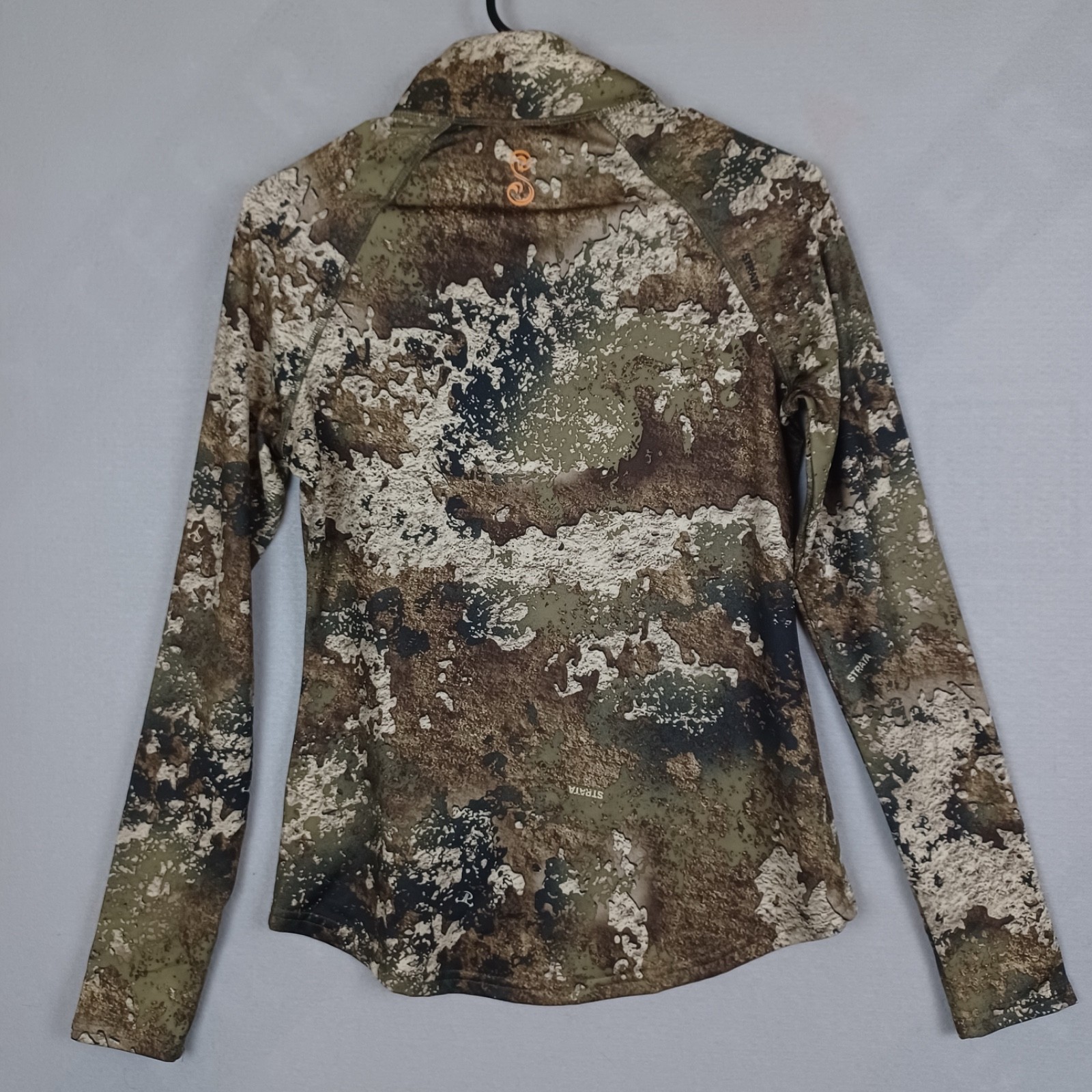 SHE Outdoor Pullover Womens Small Brown Camo 1/4 Zip Stretch Hunting Shirt EUC