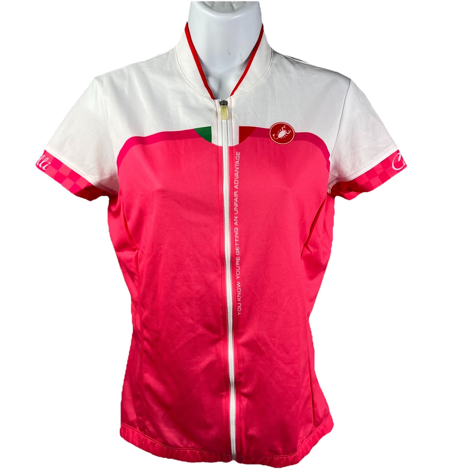 Castelli Cycling Shirt Women’s Large Full Zip Short Sleeve Athletic Stretch