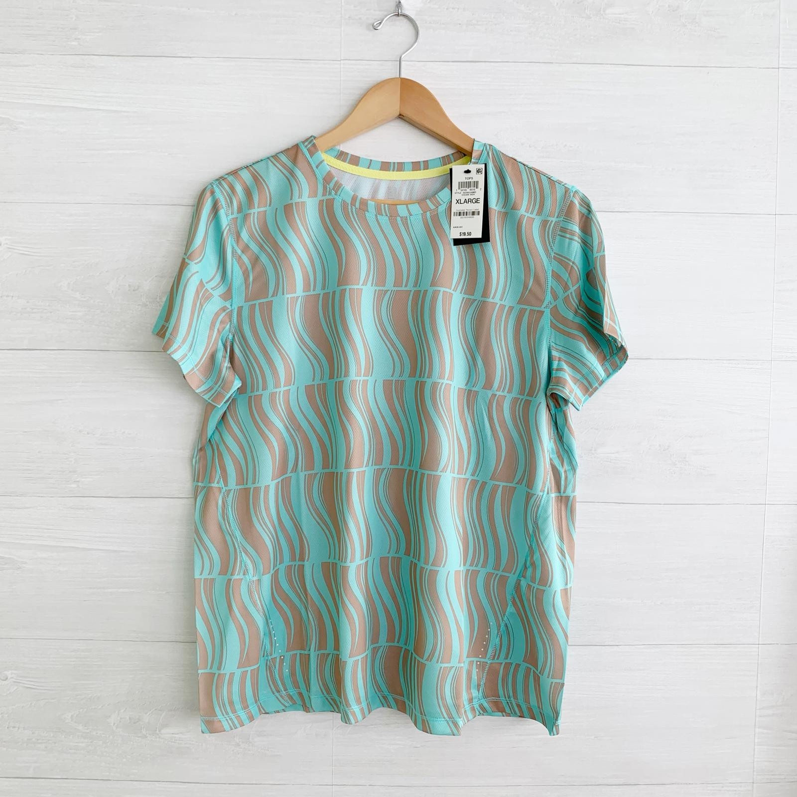 NWT Ideology – Aqua tan short sleeve active t-shirt Recycled Polyester, XL
