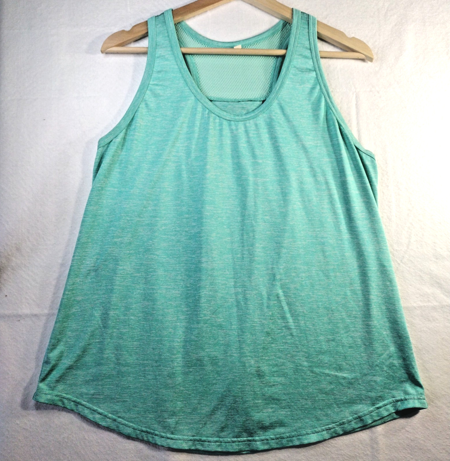 Ictive Womens Athletic Tank Sz M Aqua Mesh Racerback Pleat Stretch Yoga Gym Top