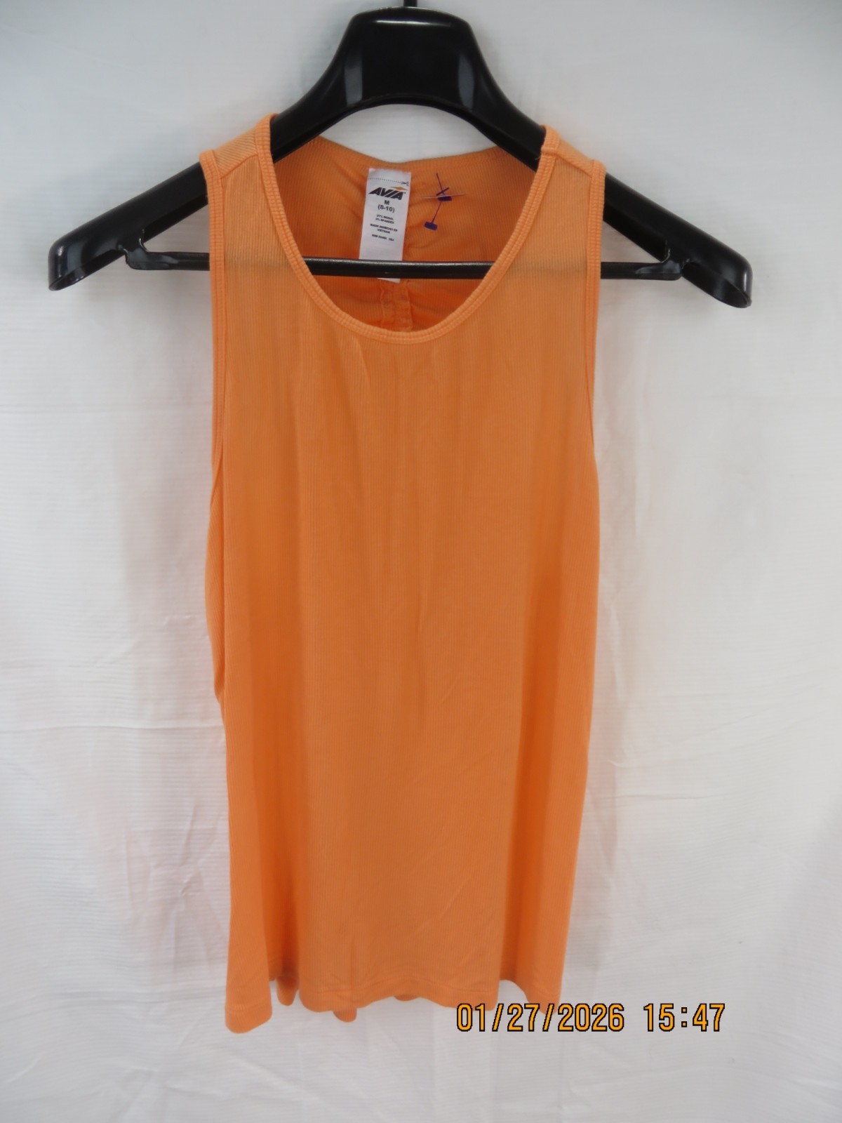AVIA SZ M (8-10) Rayon/Spand NWOT Peach Ruched Back Soft Active Tank Top Shirt