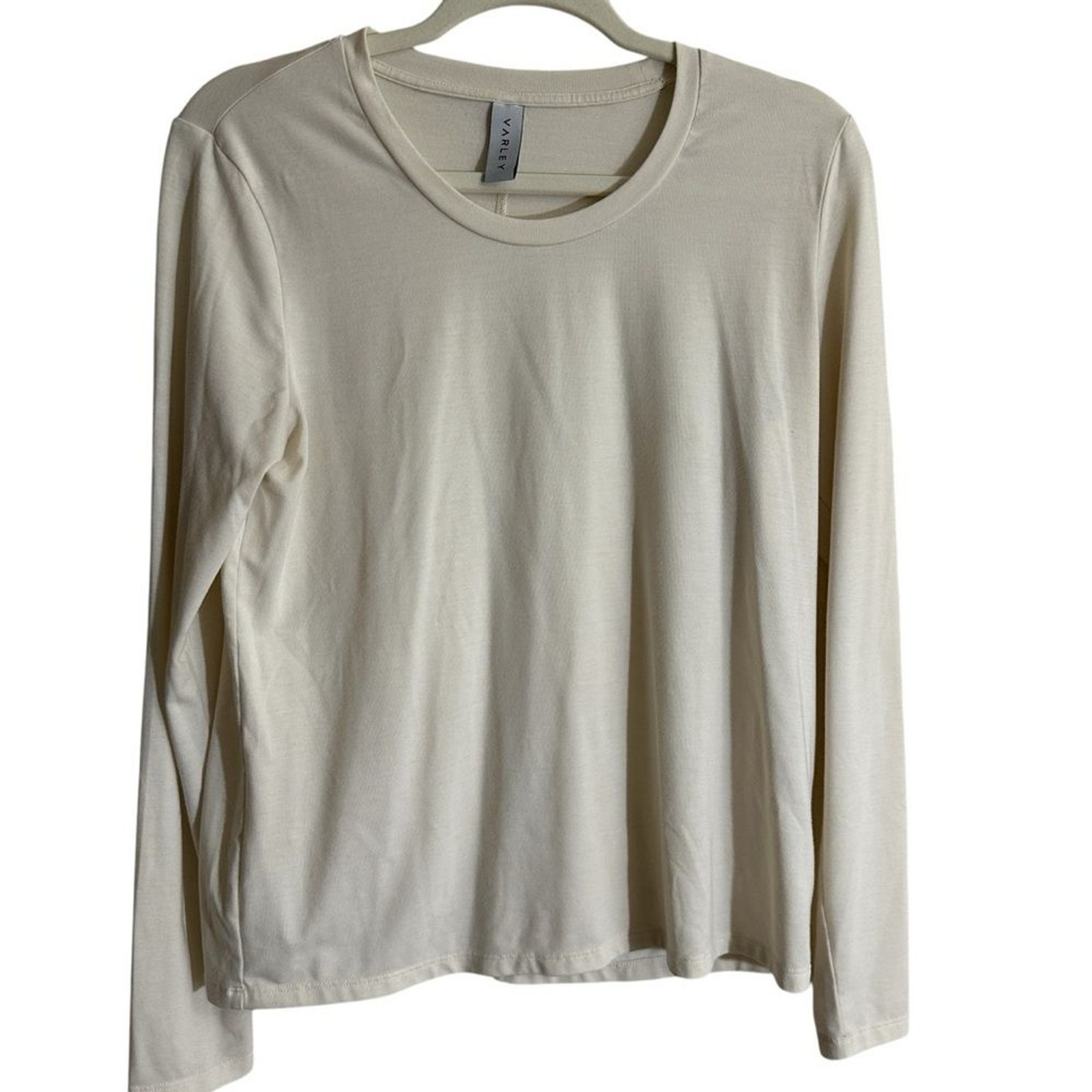 Varley Long Sleeve Tee Womens S Cream Crew Neck Activewear Stretch