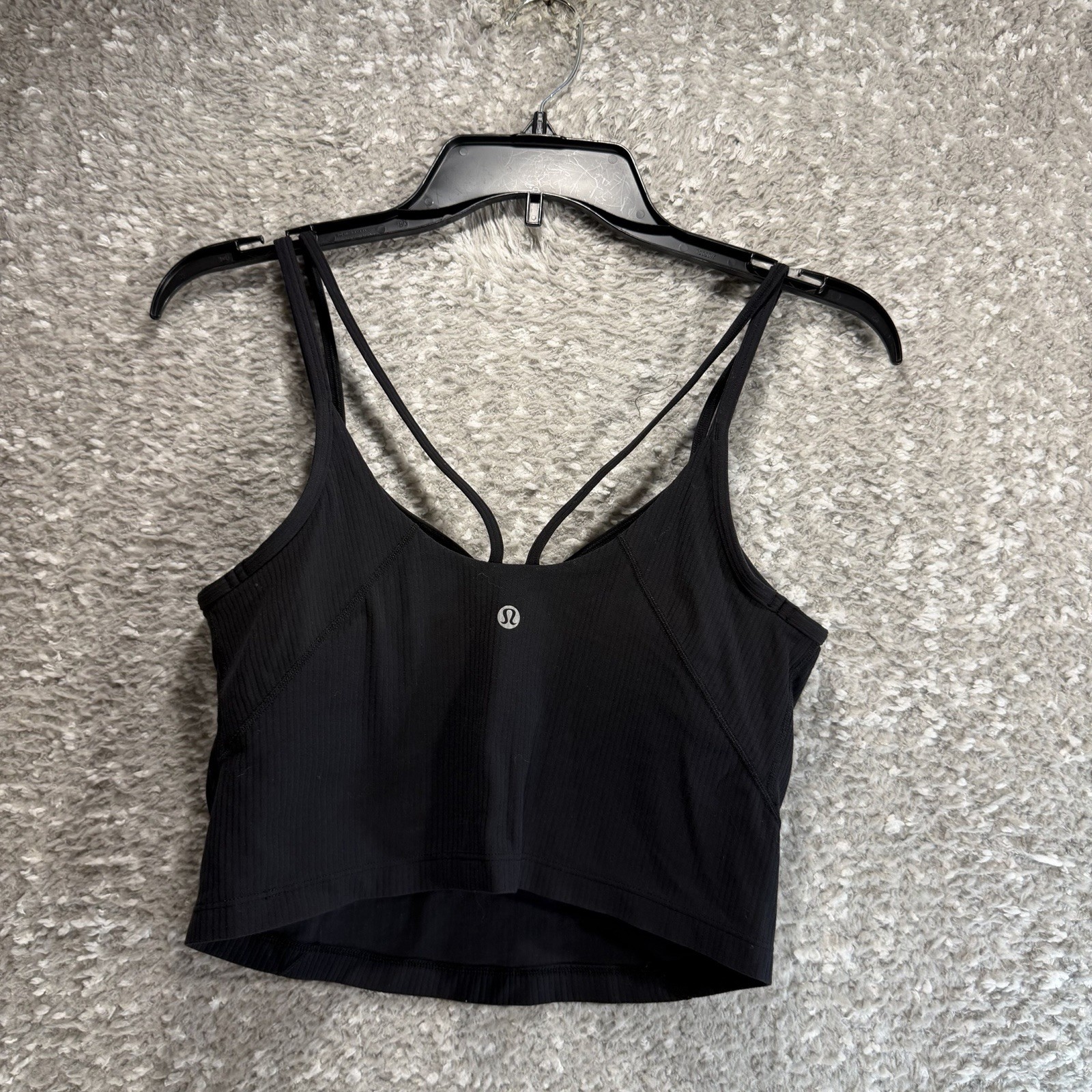 lululemon Align™ Strappy Ribbed Crop Tank Top 8 Black Sexy Yoga Sporty Training