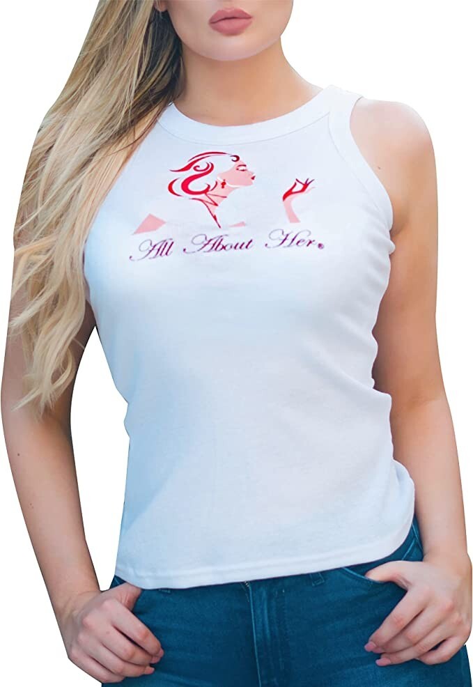 White Tank Top – Knit Ribbed Racerback Summer Tops for Women – Fitted