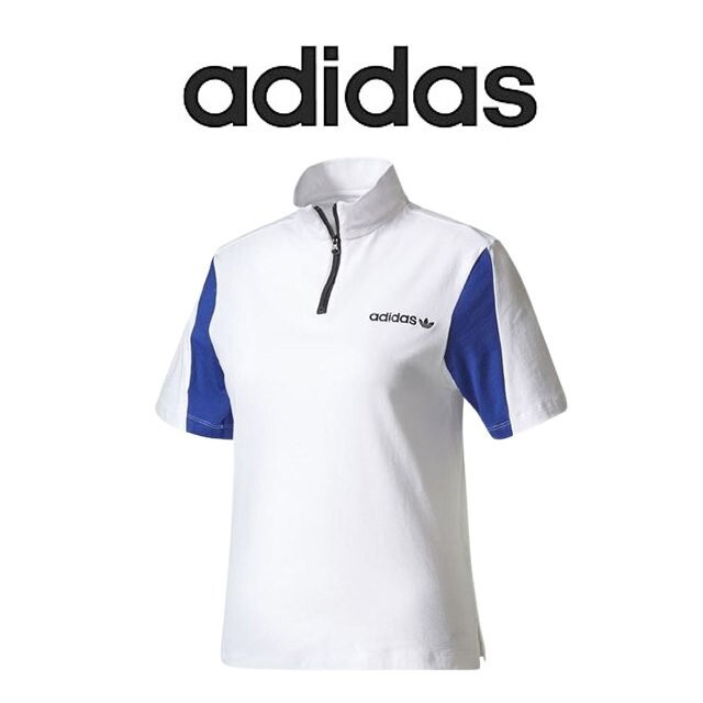 NWT – ADIDAS AR TEE Women’s BR0287 White/Royal Blue S/S 1/2-ZIP ACTIVE SHIRT – M
