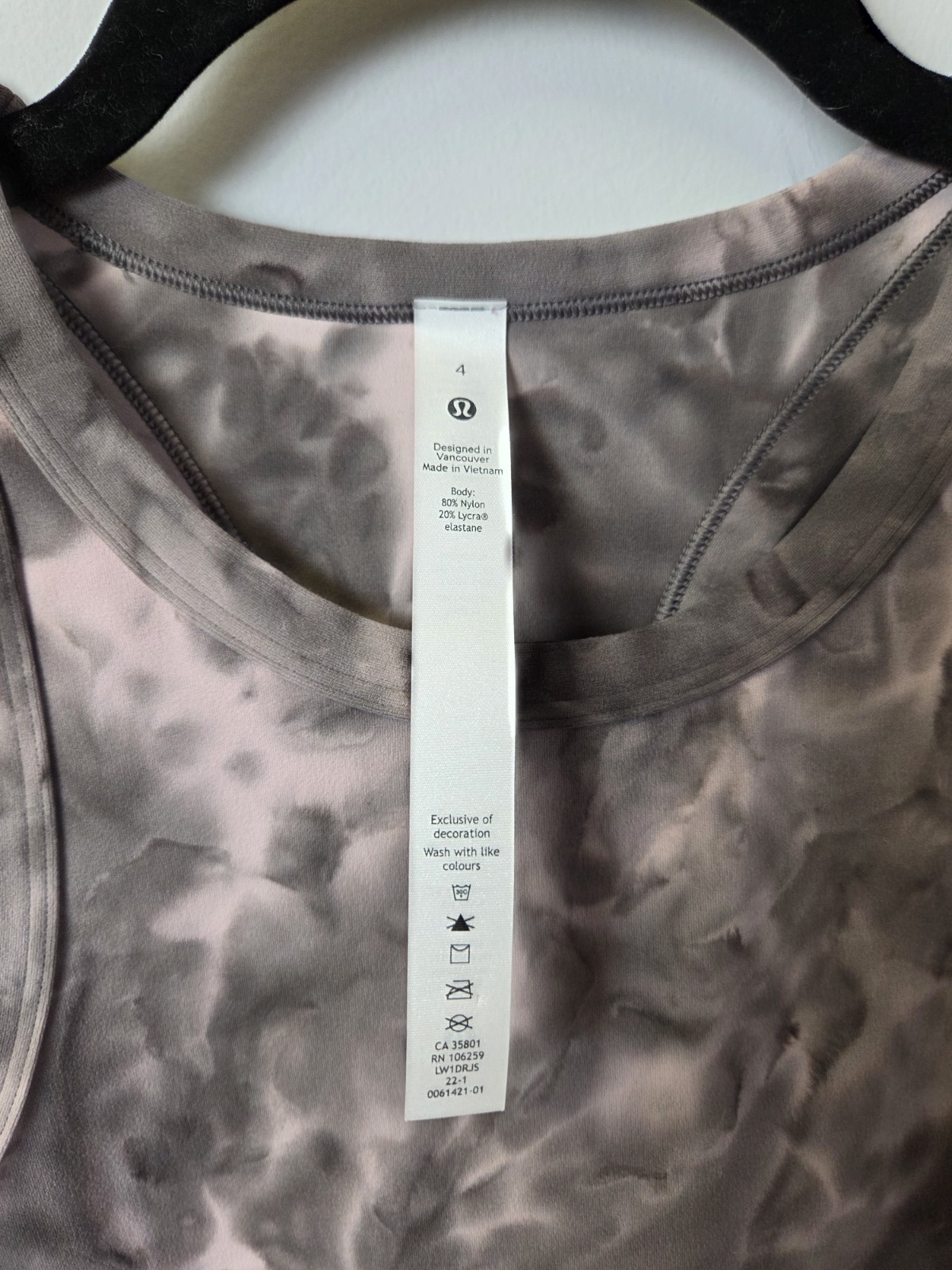 lululemon Align Hip-Length Racerback Tank Top Gray Pink Tie-Dye Size 4
