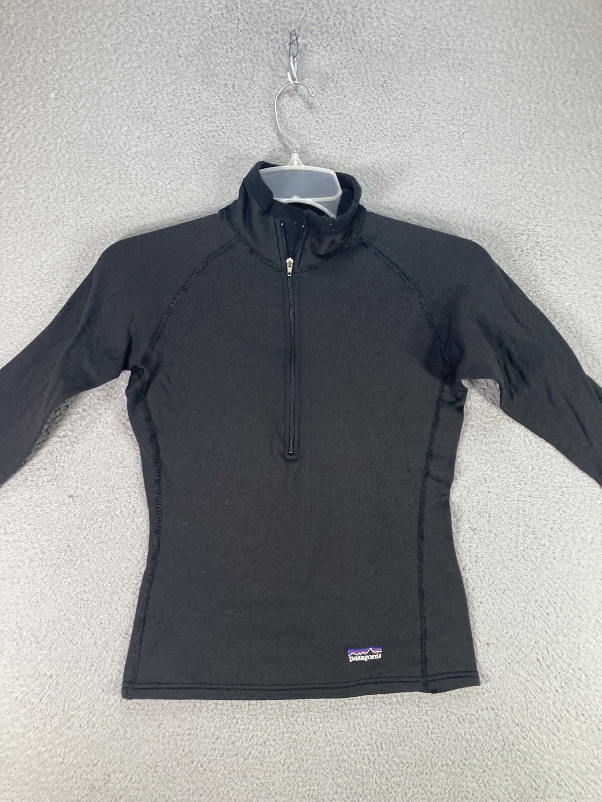 Patagonia Sweater Womens Small Black R Fleece Long Sleeve 1/4 Zip Pullover