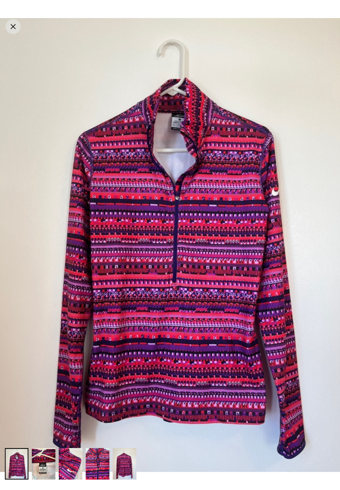 Nike Pro Dri-Fit Pink and Purple Patterned Half-Zip Athletic Top
