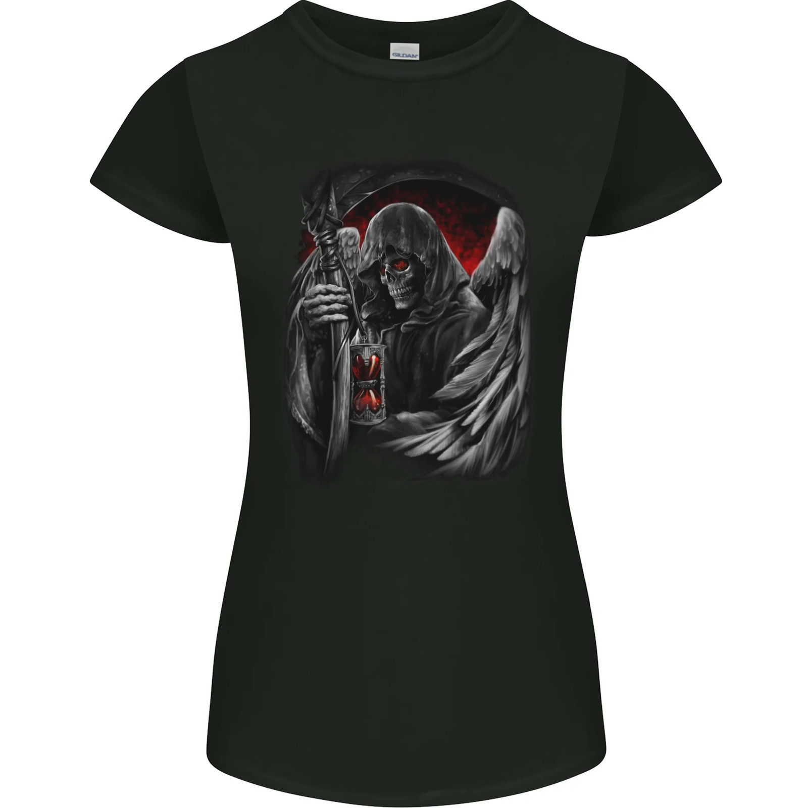 Grim Reaper Biker Gothic Heavy Metal Skull Womens Petite Cut T-Shirt