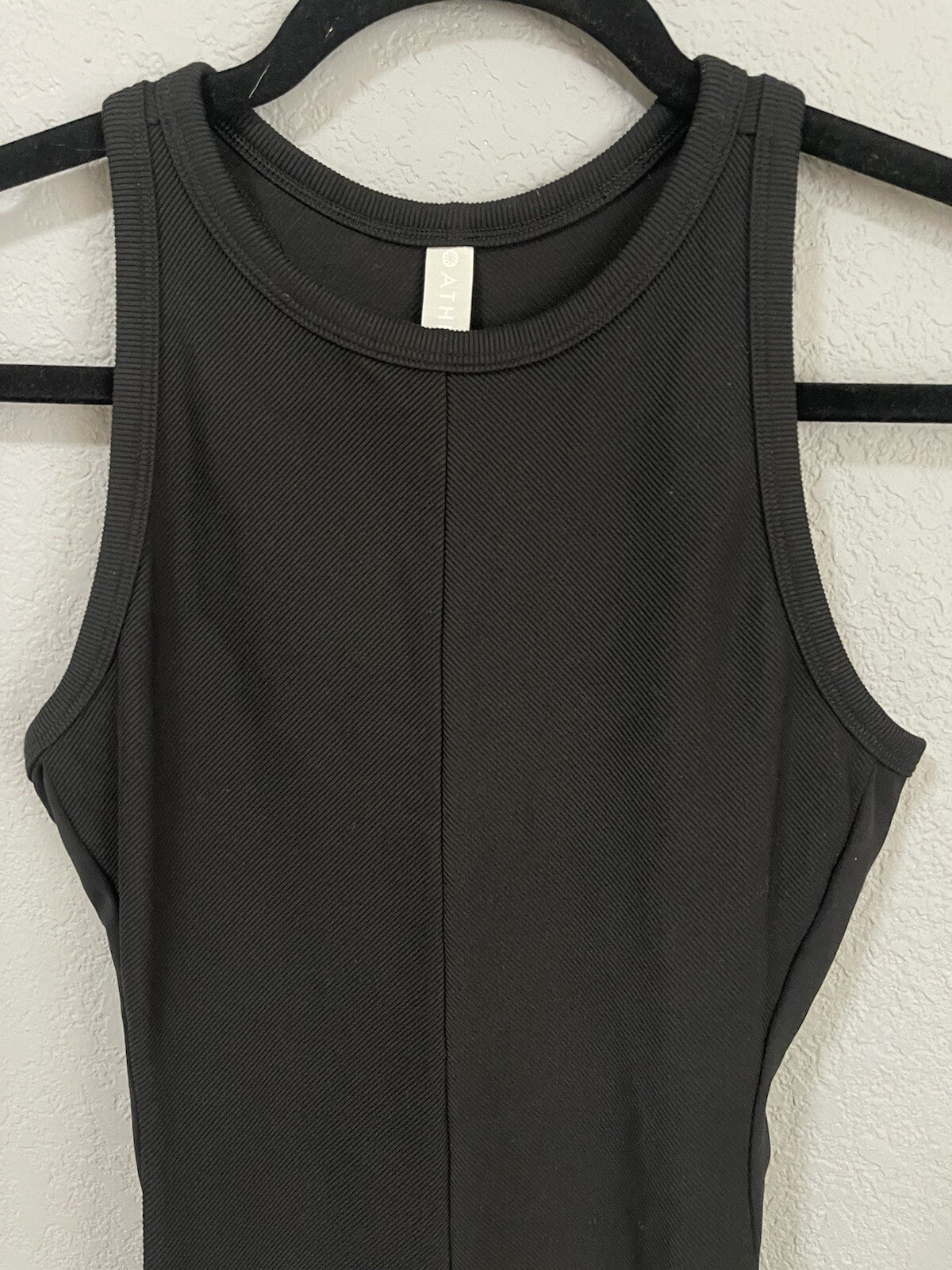 ATHLETA Black Bodysuit Ribbed Stretchy Xs Racerback NWOT