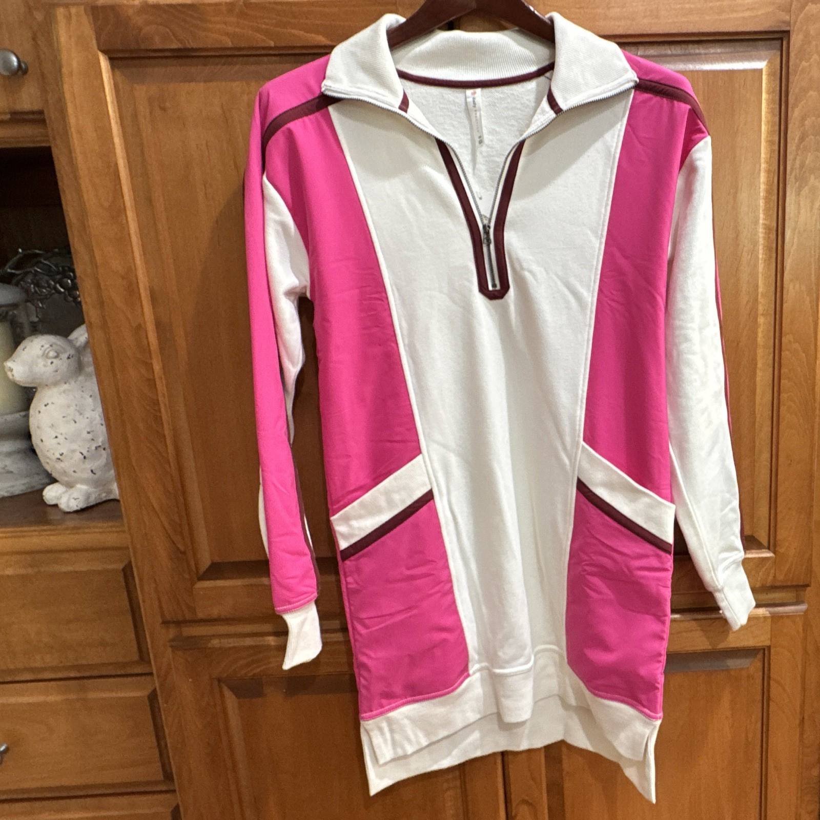 Daily Practice Colorblock 1/4 Zip Pocket Active Dress Women’s XXS White Pink