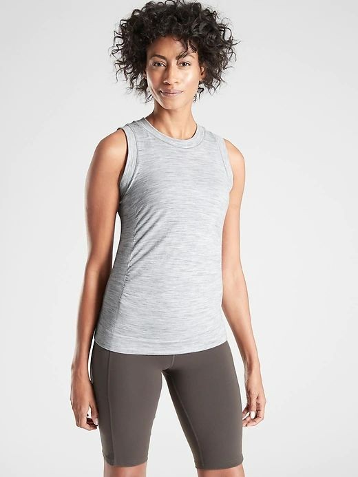 ATHLETA FORESTHILL ASCENT HEATHER TANK MEDIUM LIGHT GREY HEATHER