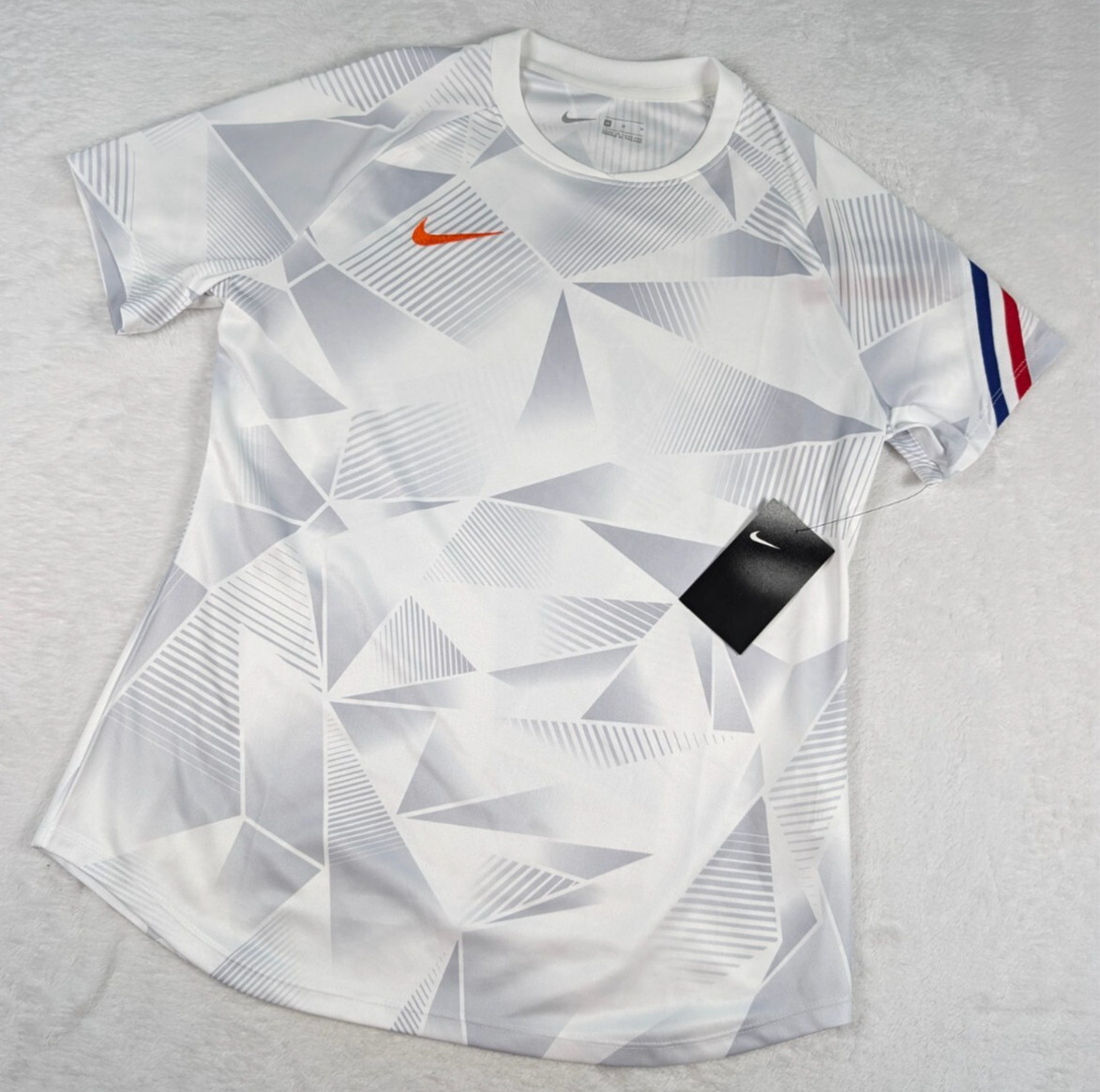 Nike Dri Fit Womens Soccer Training Jersey Medium White Geometric NWT