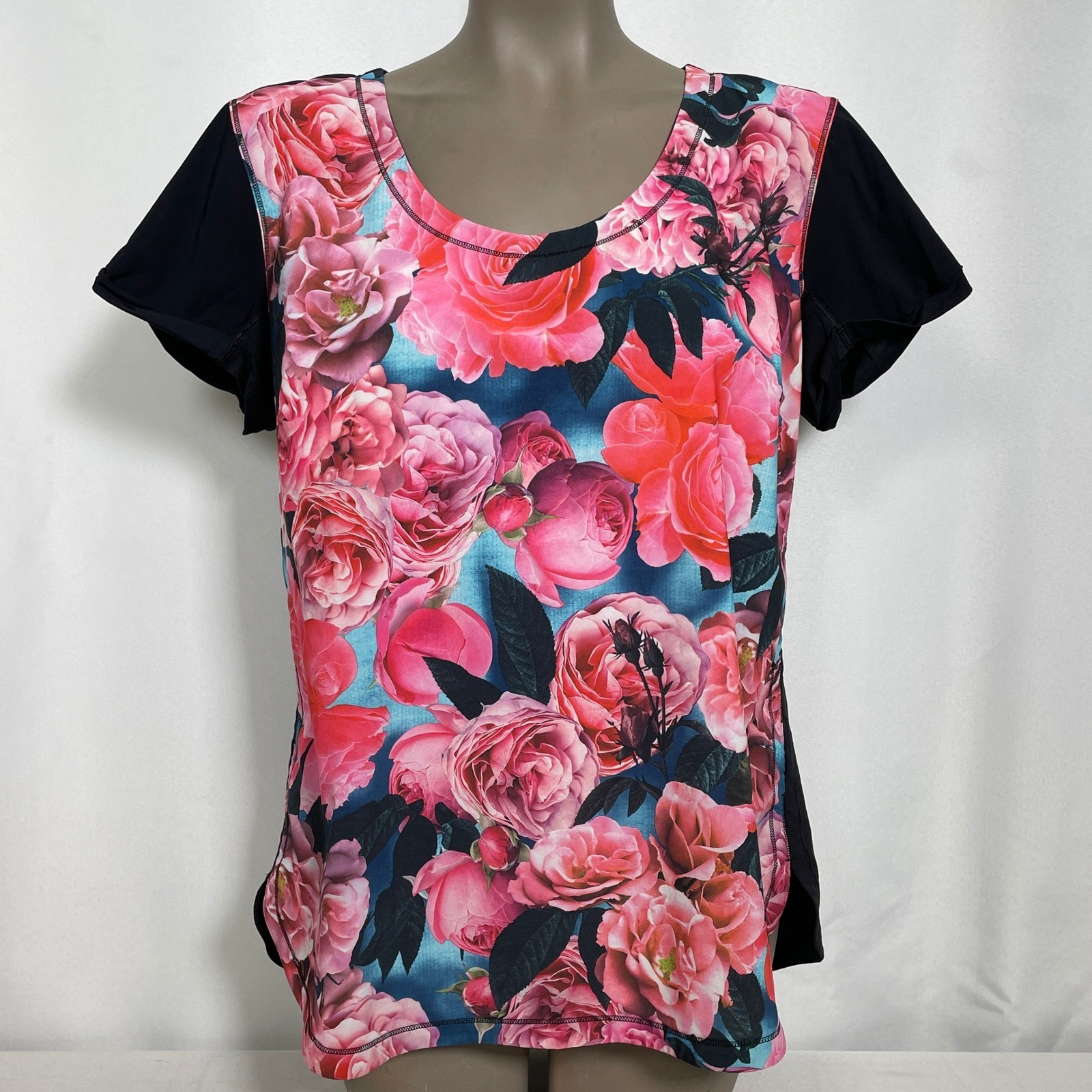 Lululemon Lightened Up Secret Garden Multi Floral Black Top Women’s Sz 12
