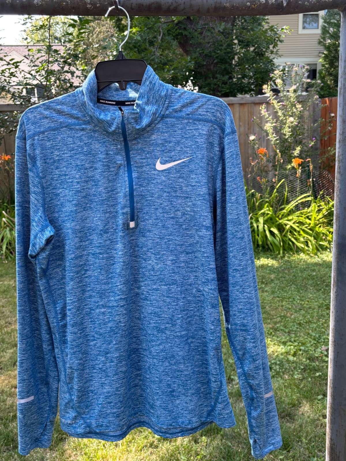 Nike Dri-FIT Element Mens Medium Blue Heathered 1/2 Zip Running Pullover 683485