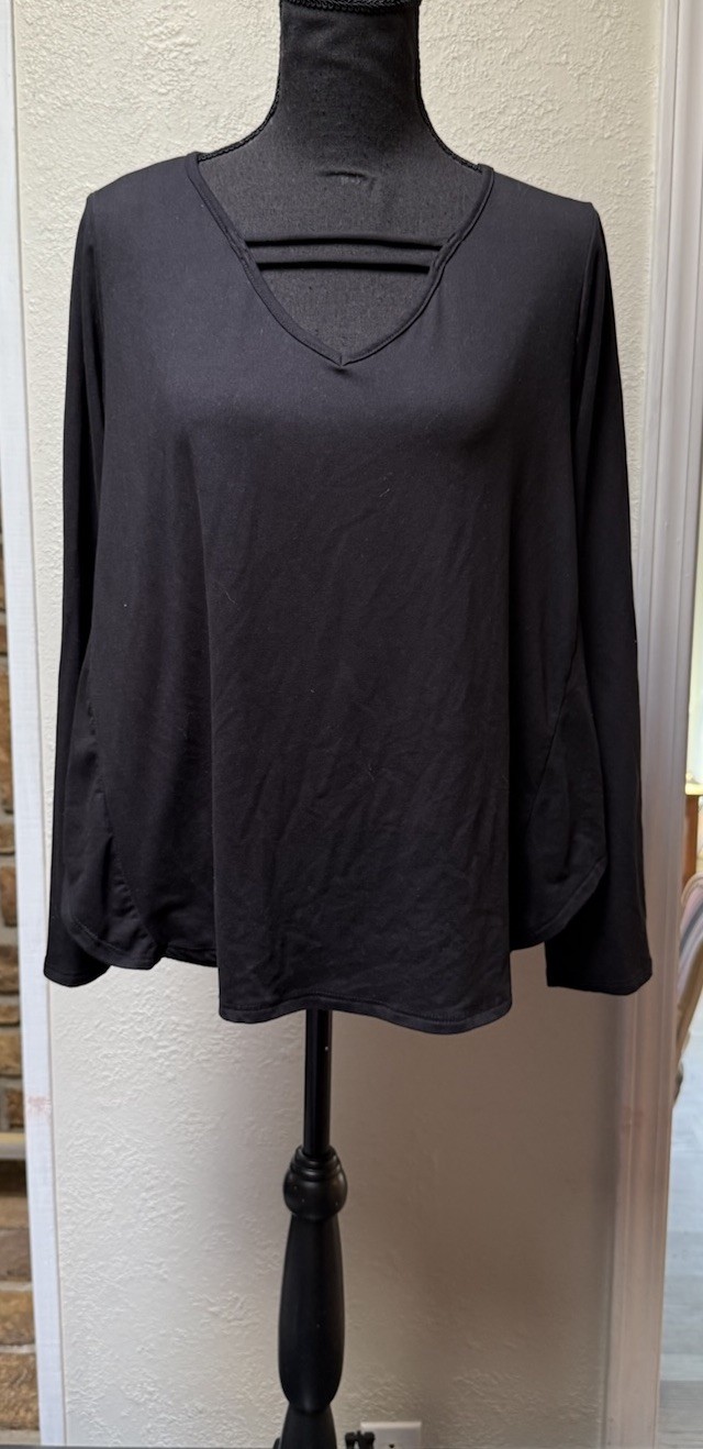 Honey Love black active wear long sleeve shirt top Women’s size Small