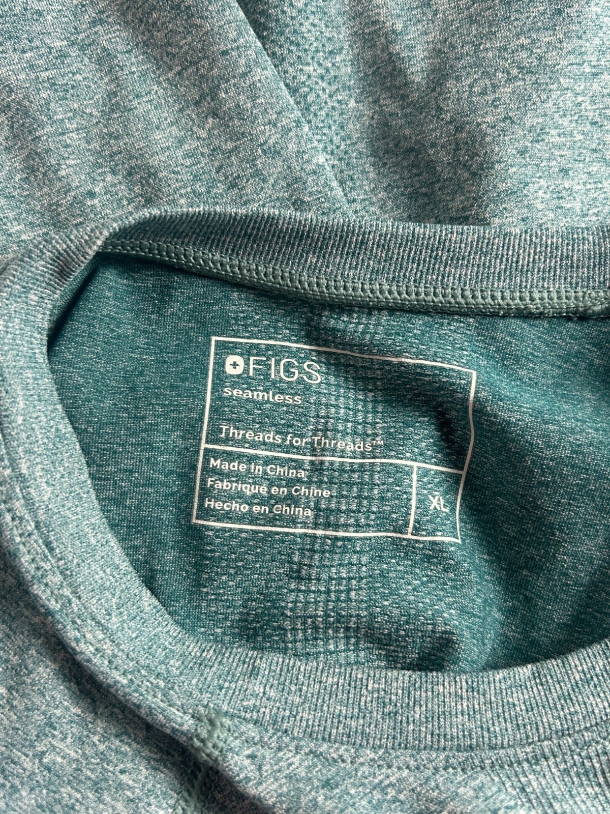 Figs Threads For Threads Seamless Womens Crew Neck Long Sleeve Shirt XL Green