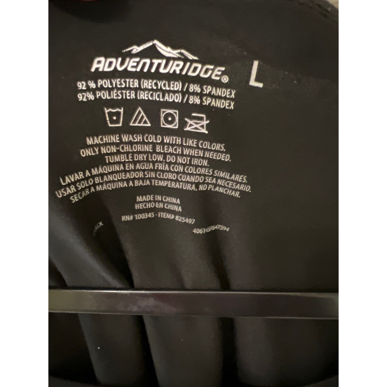 Adventuridge Black Base Layer Long Sleeve Shirt Womens Size Large Hiking Camping