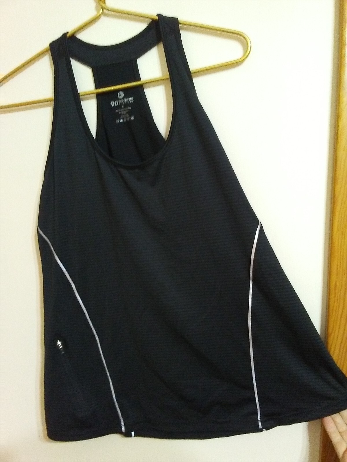 90 DEGREE By REFLEX Athletic Racerback Tank Top M Black REFLECTIVE Zipper Pocket