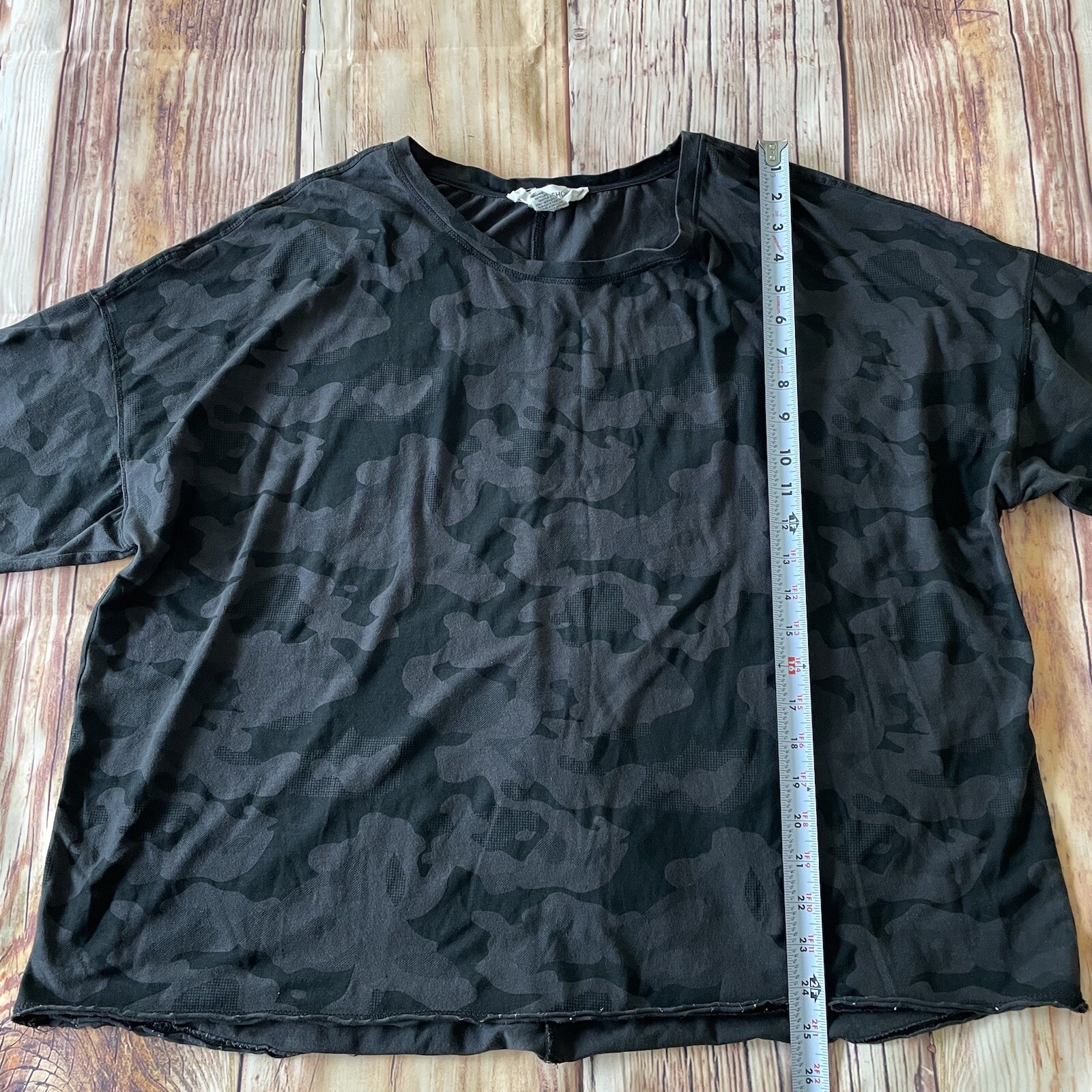 Workshop Womens Athletic Top 2X Camo Stretch Workout Gym Black